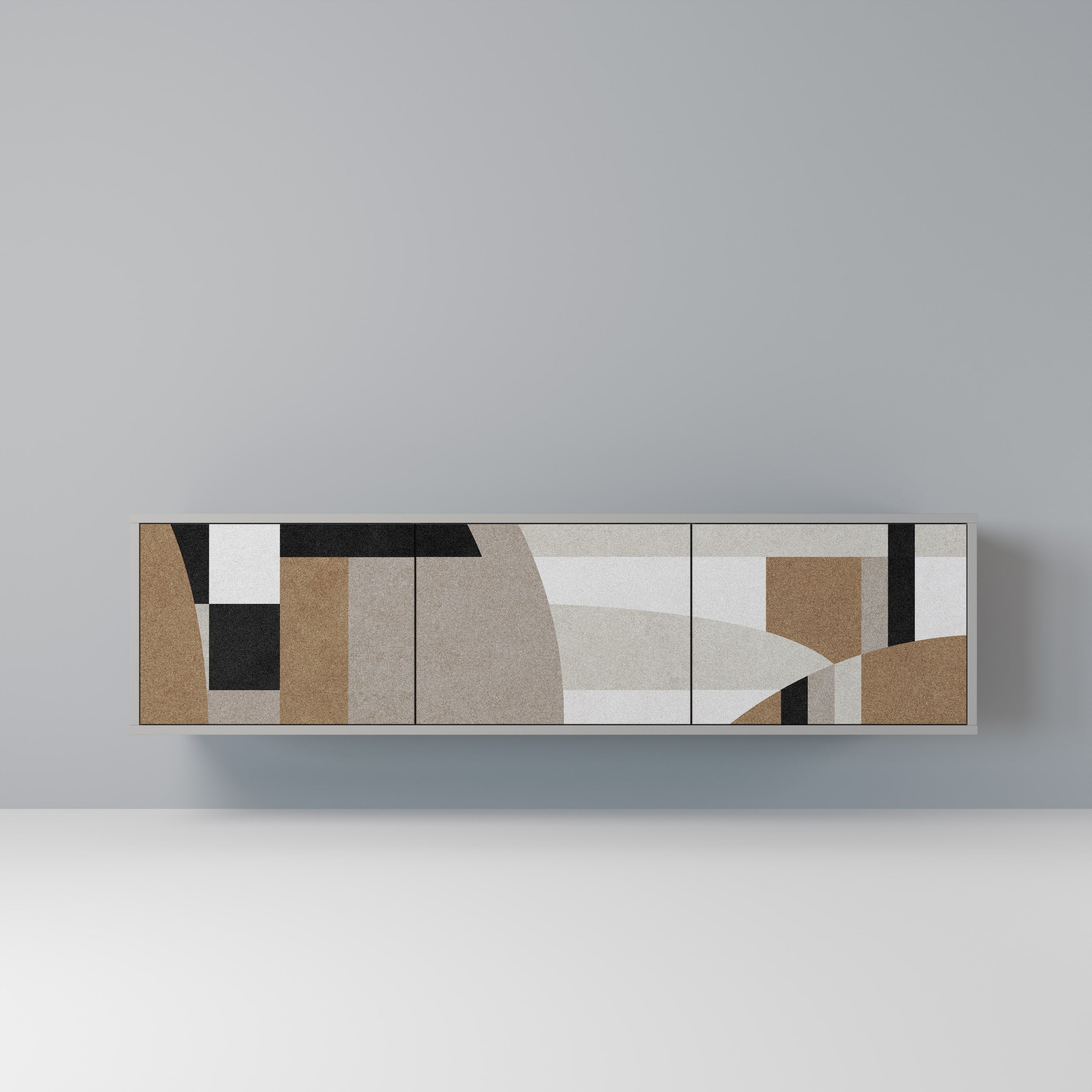 DELICATE MEMENTO 3-Door TV Stand in Grey Finish