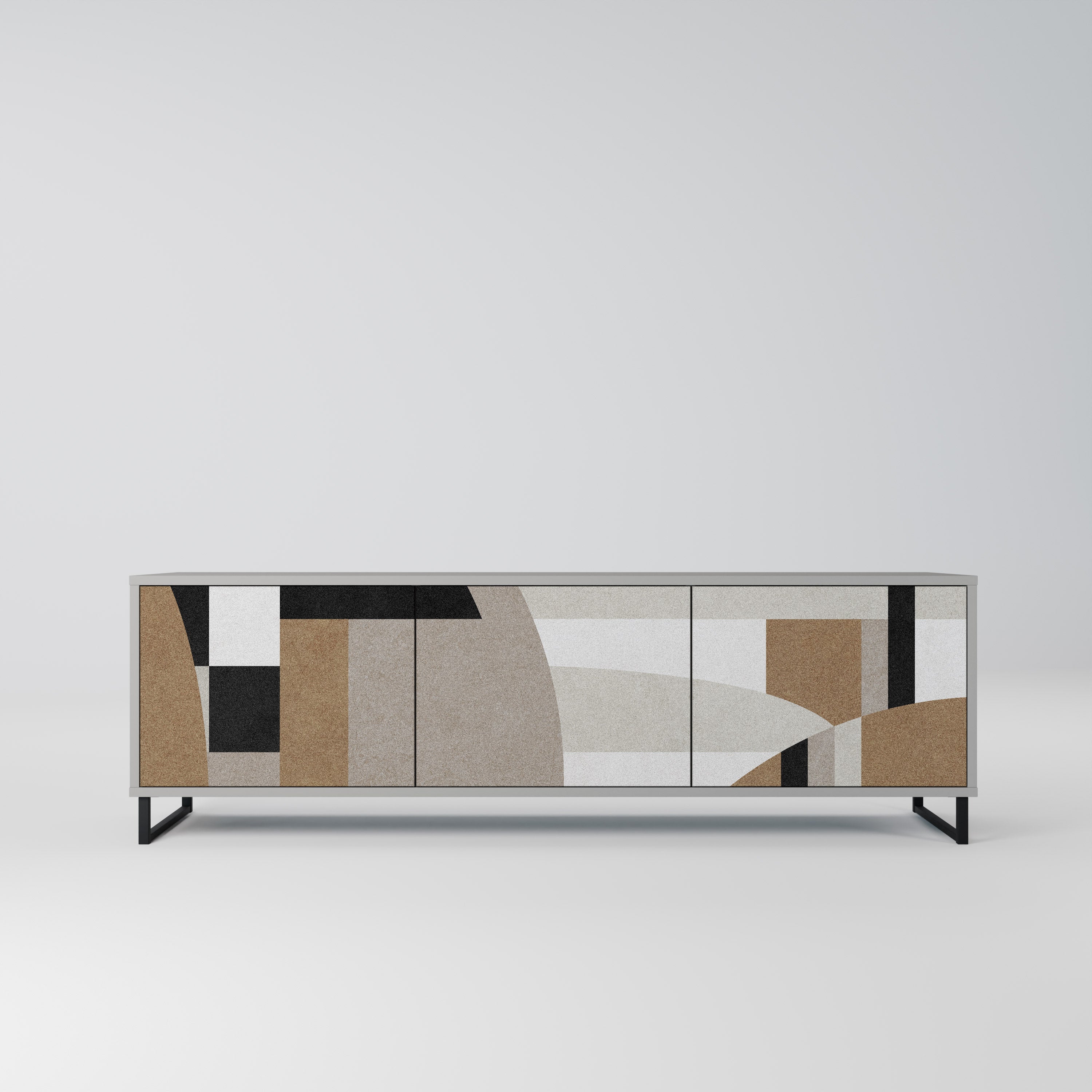 DELICATE MEMENTO 3-Door TV Stand in Grey Finish