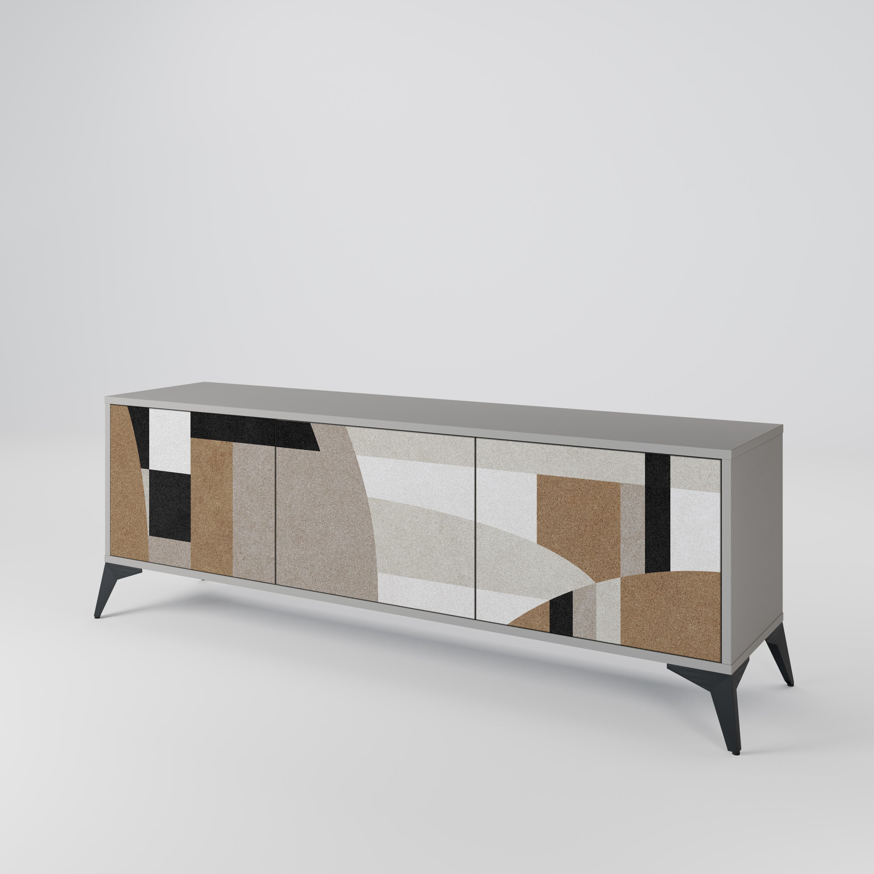 DELICATE MEMENTO 3-Door TV Stand in Grey Finish