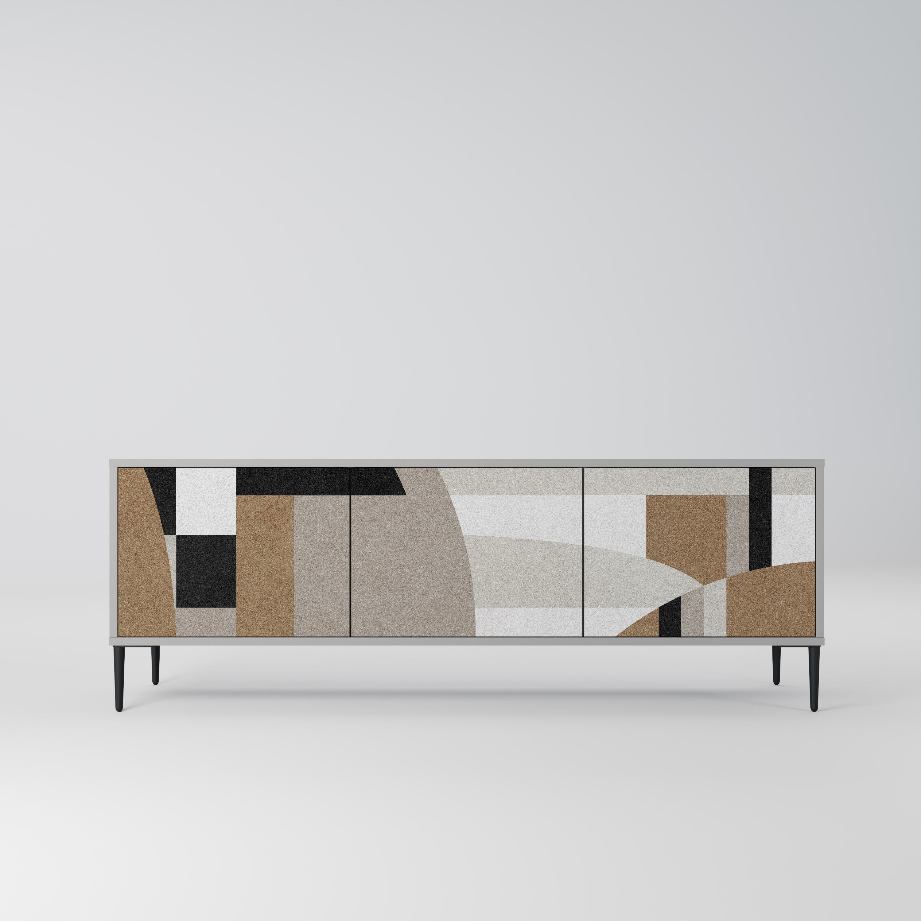 DELICATE MEMENTO 3-Door TV Stand in Grey Finish