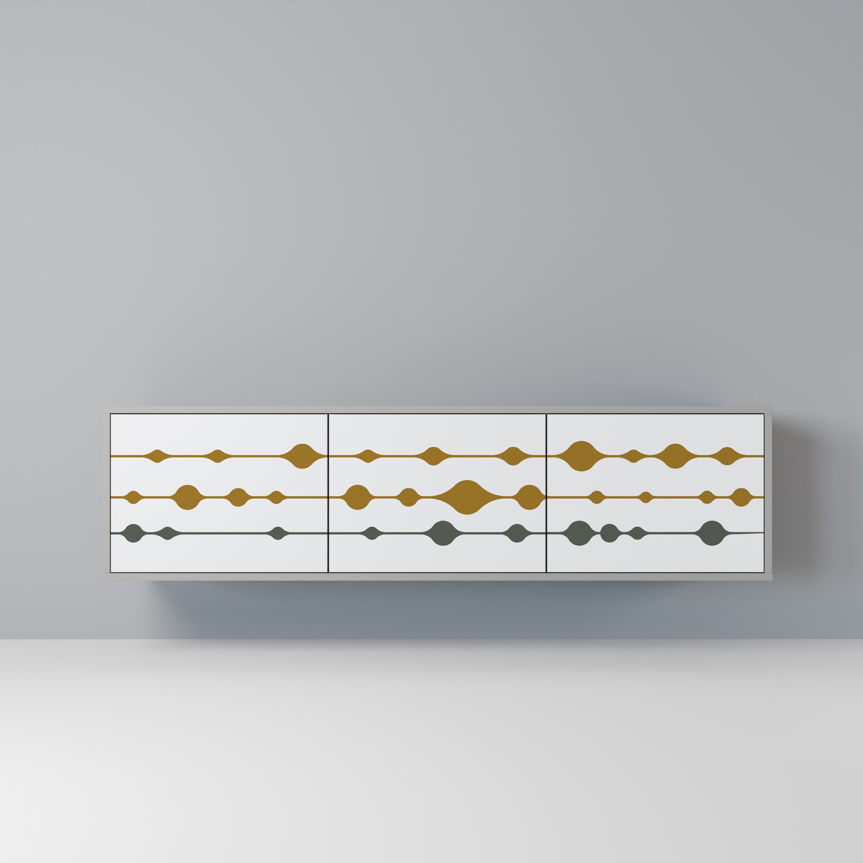 VIVID TONE 3-Door TV Stand in Grey Finish