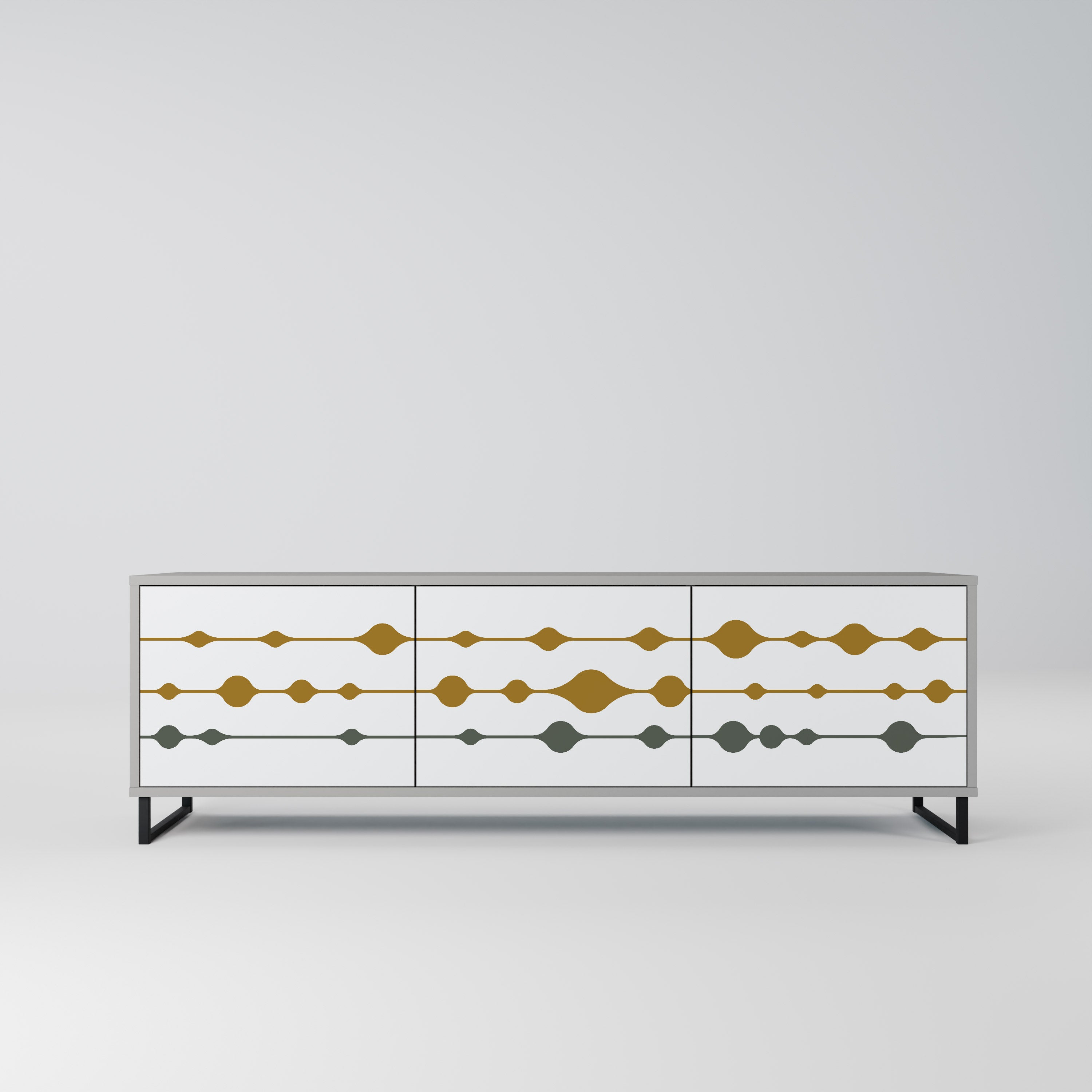 VIVID TONE 3-Door TV Stand in Grey Finish