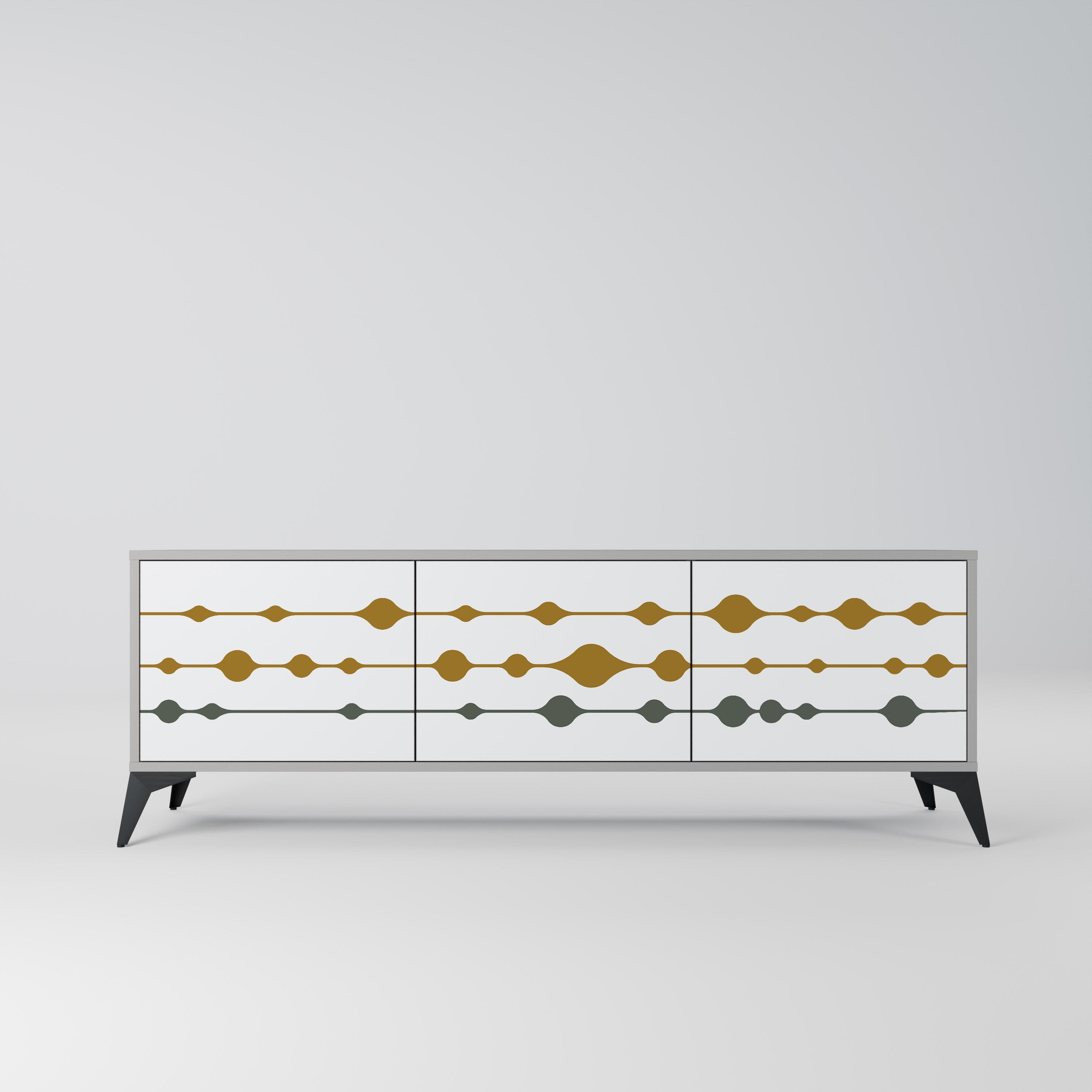 VIVID TONE 3-Door TV Stand in Grey Finish