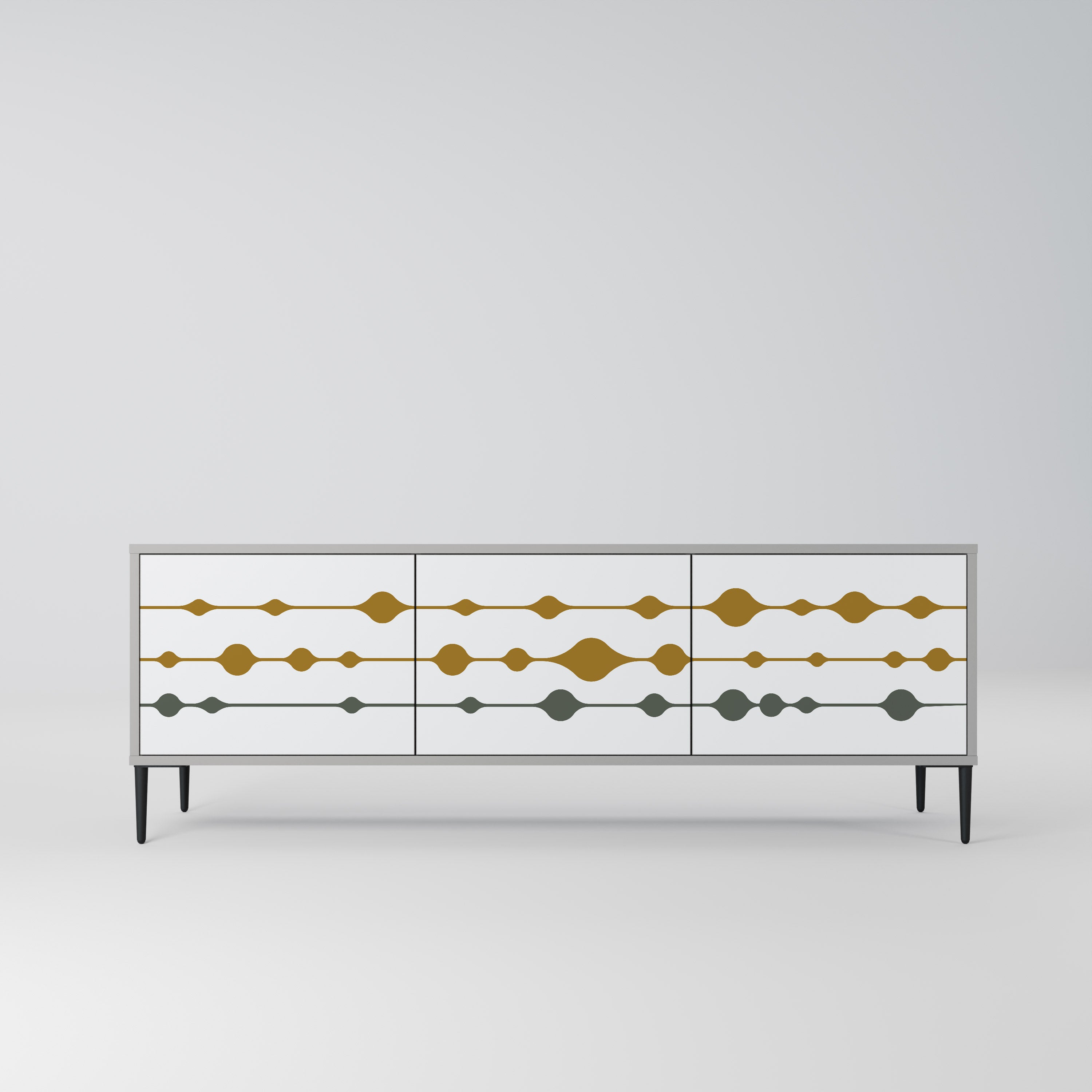 VIVID TONE 3-Door TV Stand in Grey Finish