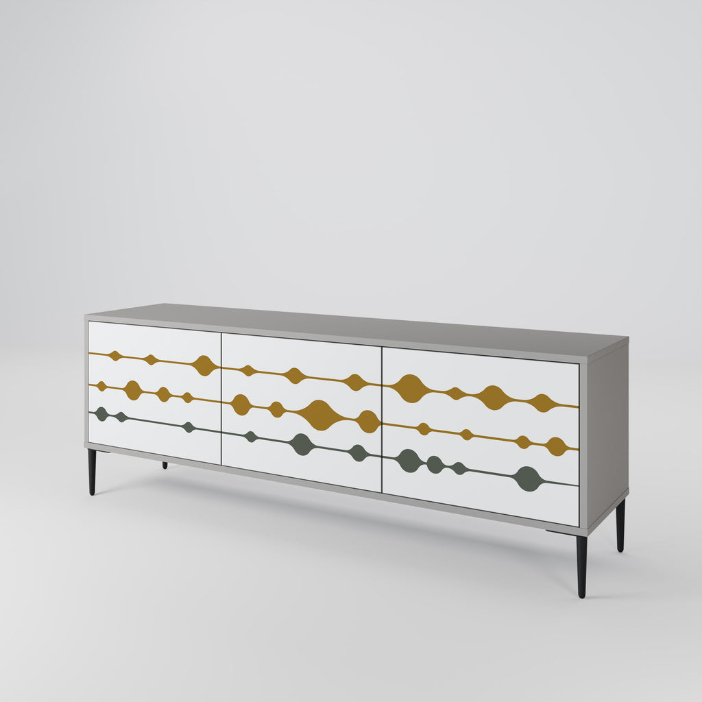 VIVID TONE 3-Door TV Stand in Grey Finish