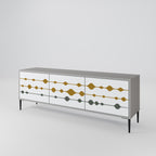 VIVID TONE 3-Door TV Stand in Grey Finish