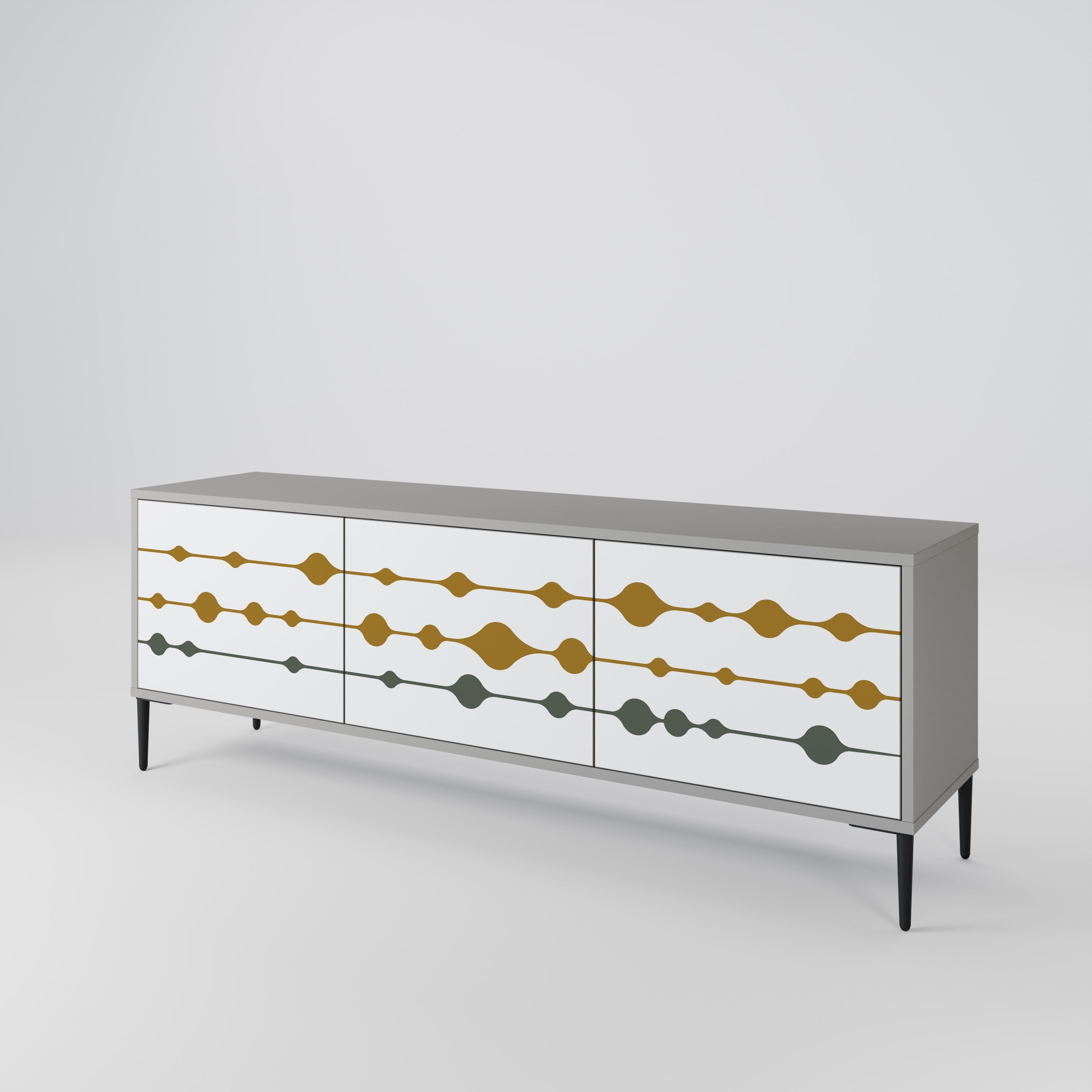 VIVID TONE 3-Door TV Stand in Grey Finish