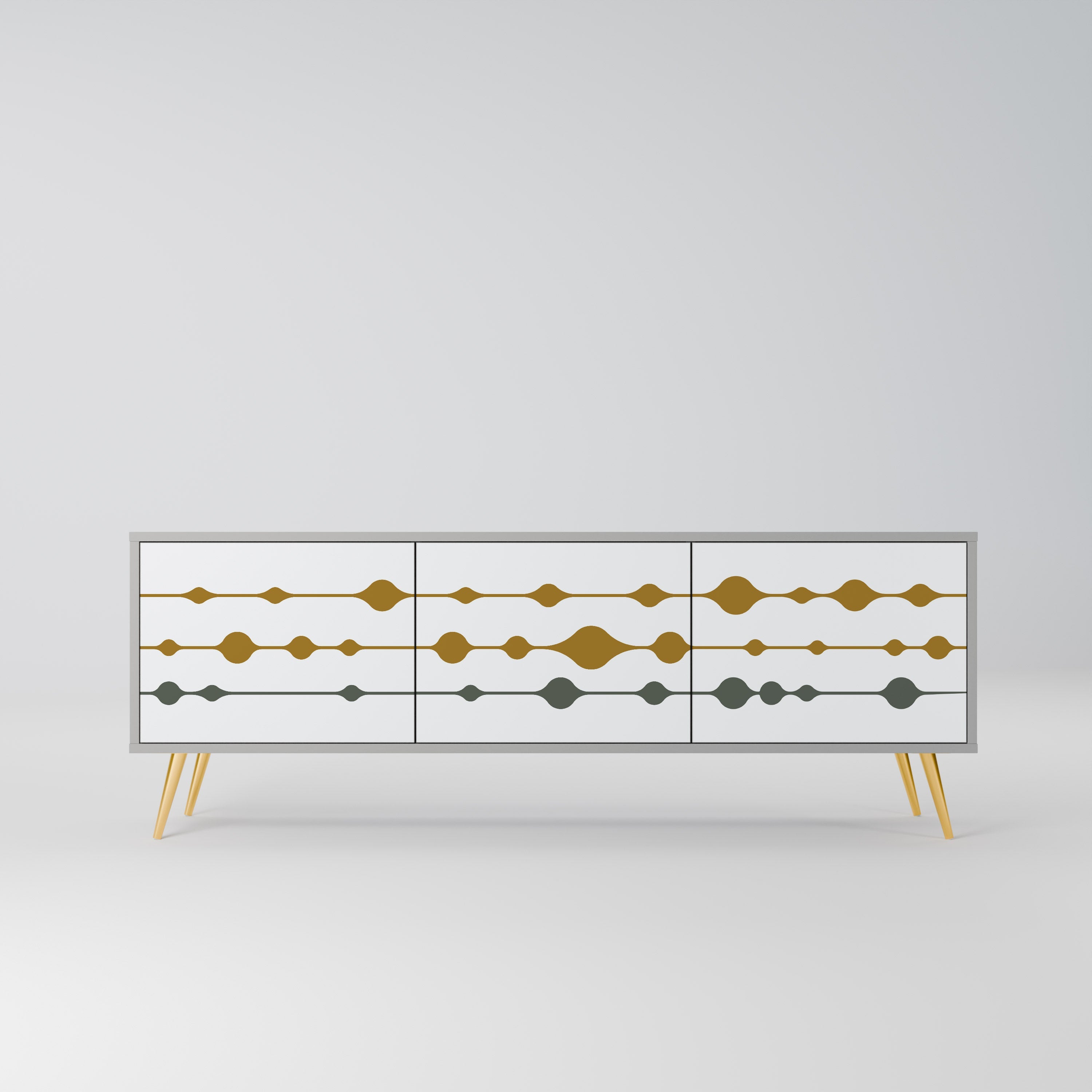 VIVID TONE 3-Door TV Stand in Grey Finish