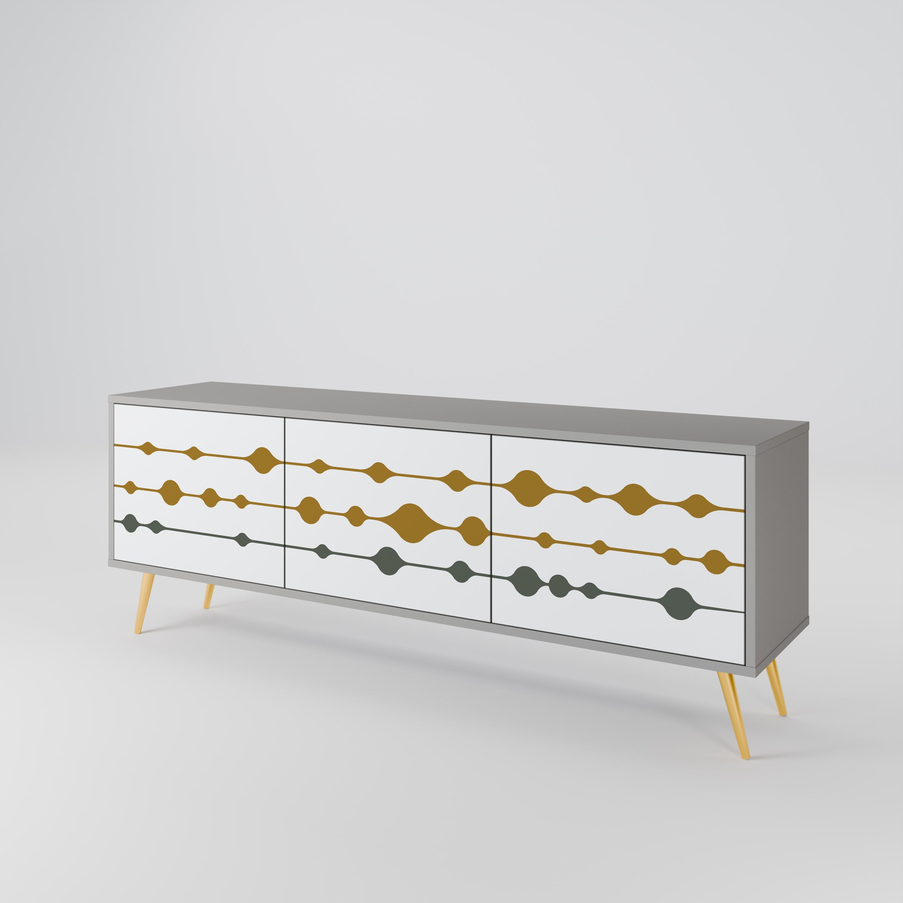 VIVID TONE 3-Door TV Stand in Grey Finish