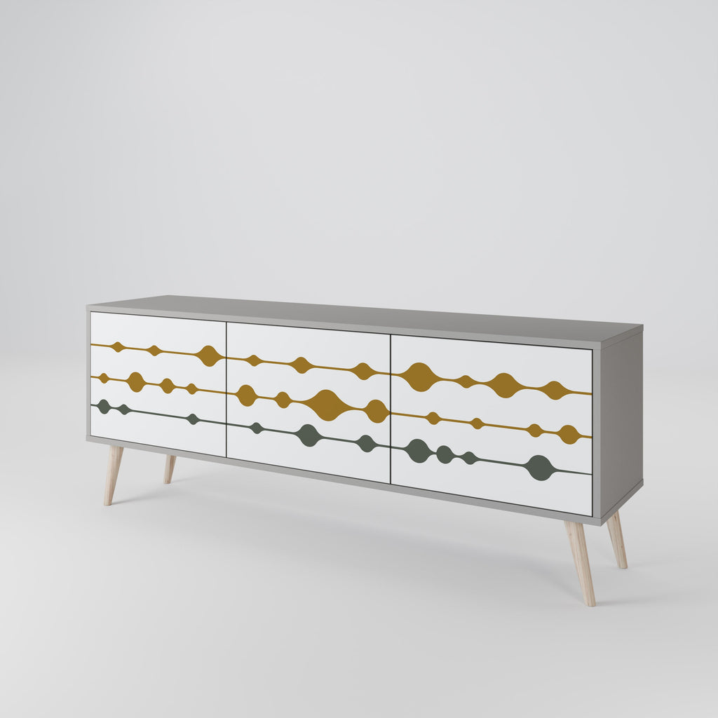 VIVID TONE 3-Door TV Stand in Grey Finish