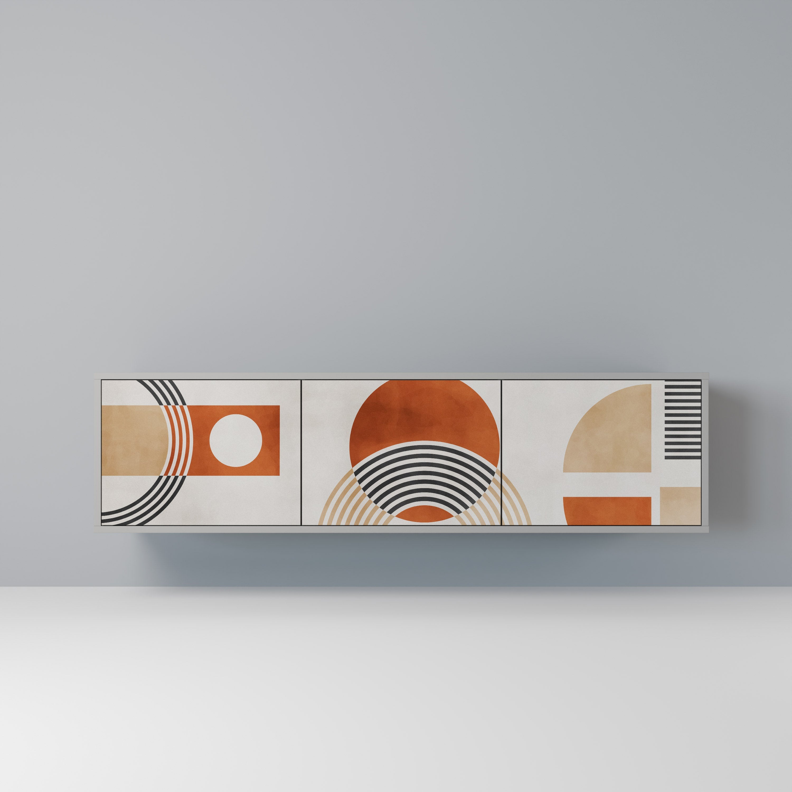 SPACE AROUND 3-Door TV Stand in Grey Finish