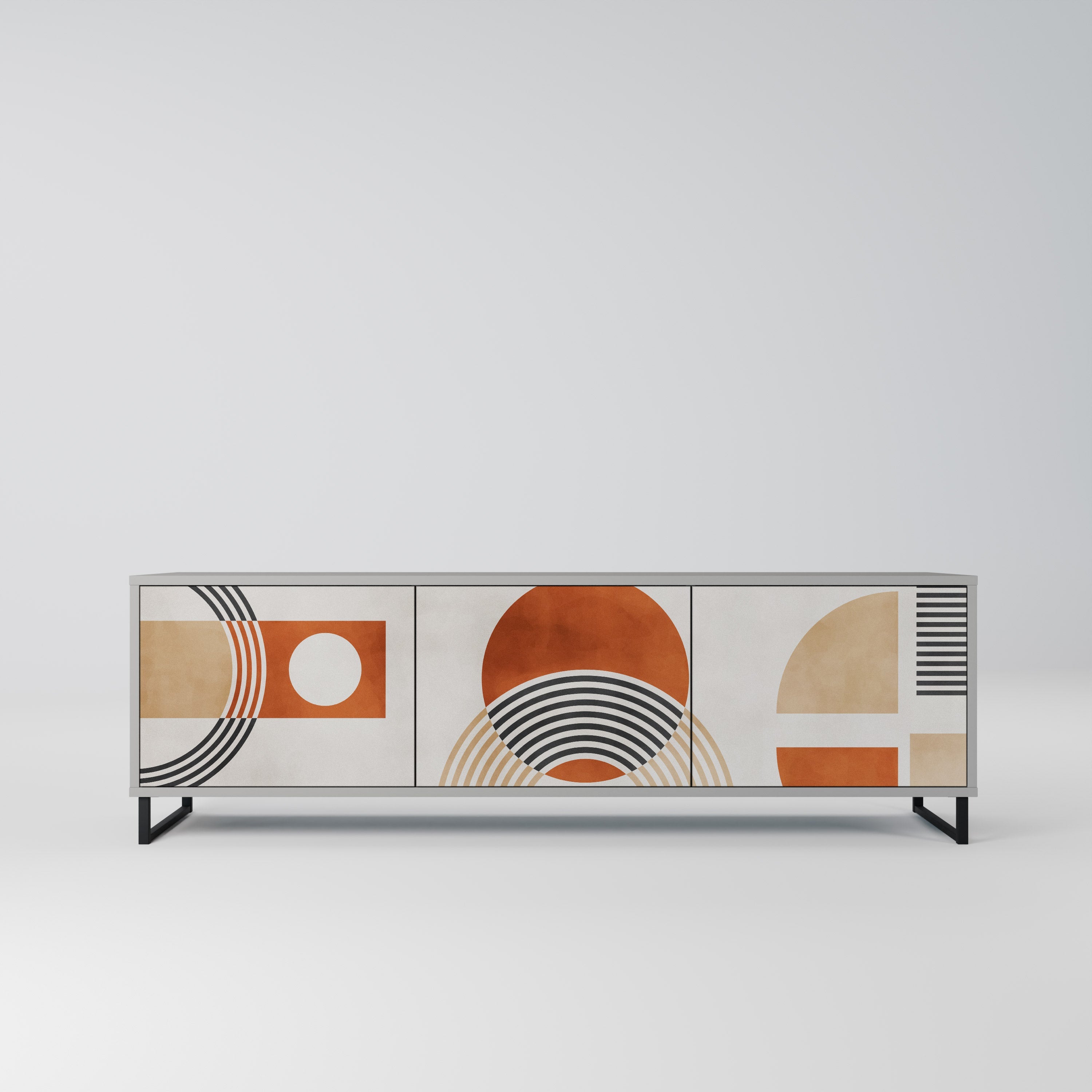 SPACE AROUND 3-Door TV Stand in Grey Finish