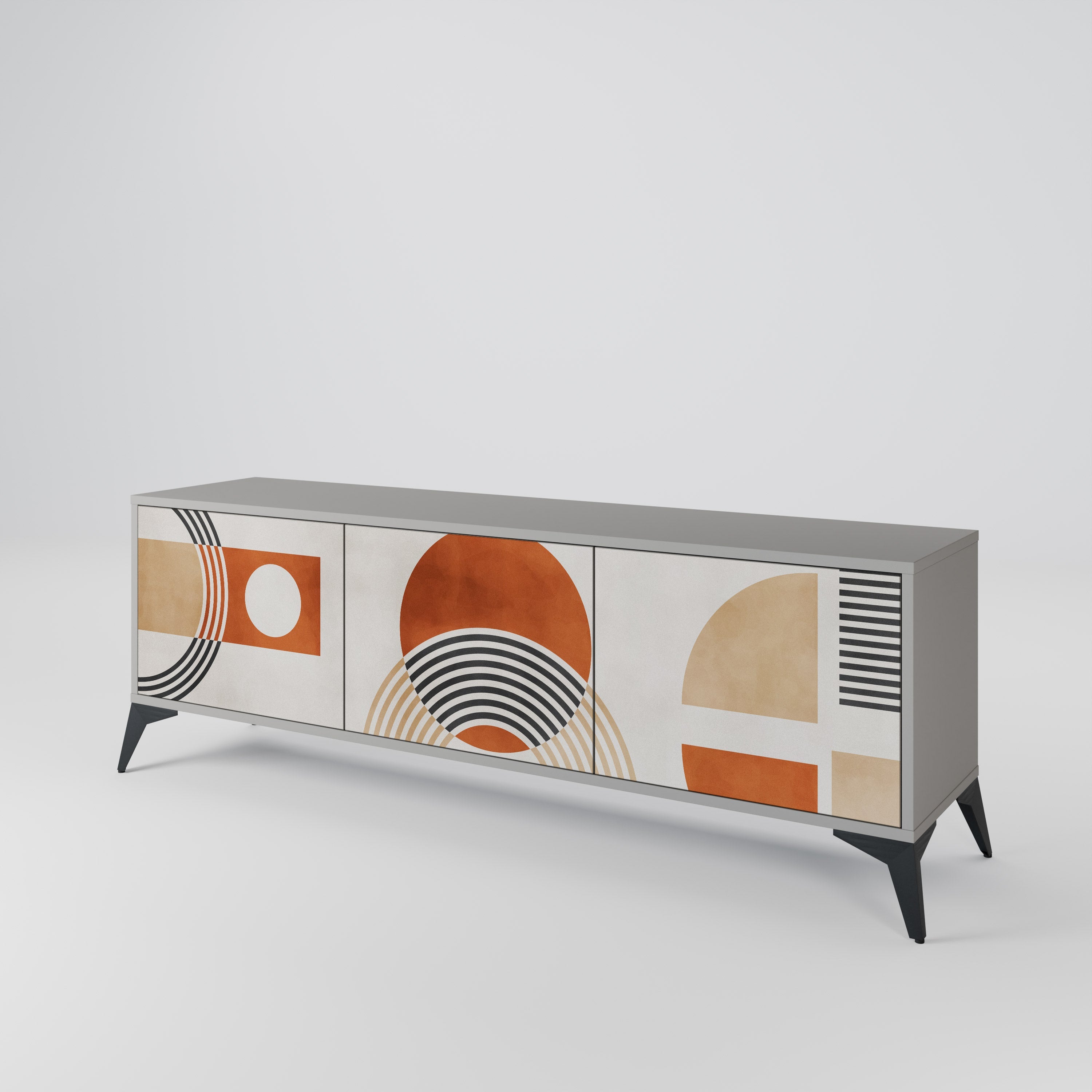 SPACE AROUND 3-Door TV Stand in Grey Finish