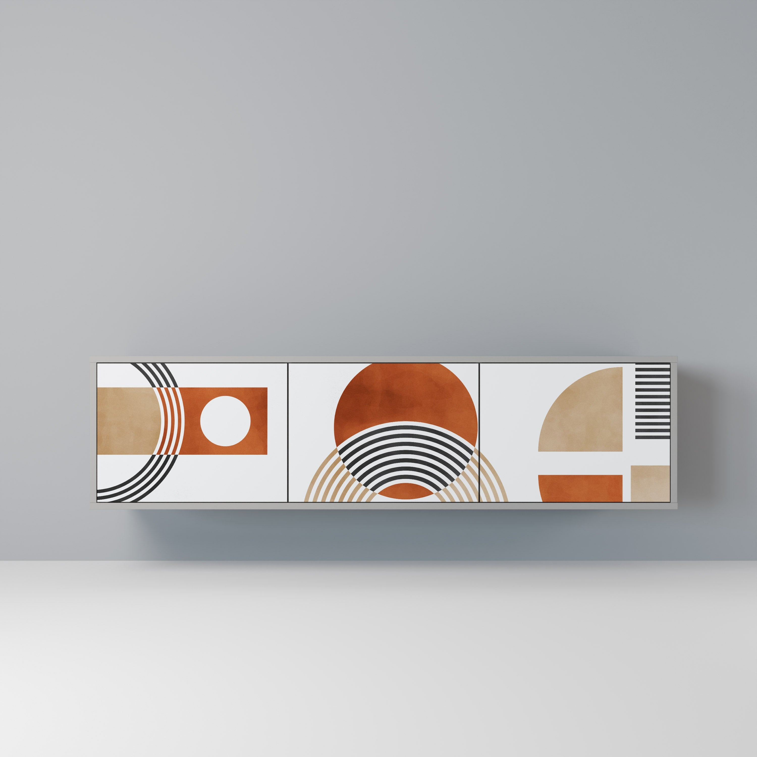 CIRCLE RHYTM 3-Door TV Stand in Grey Finish