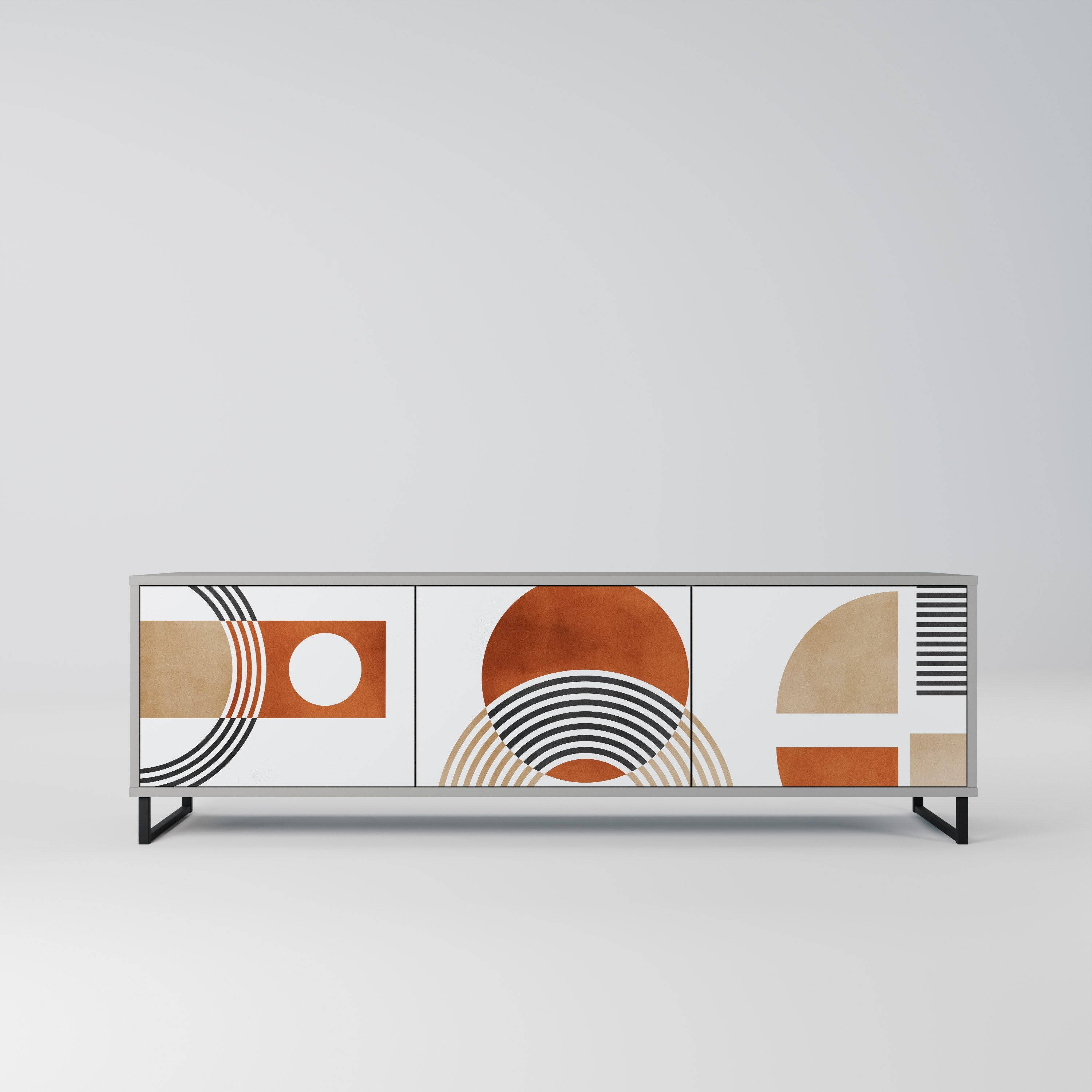 CIRCLE RHYTM 3-Door TV Stand in Grey Finish