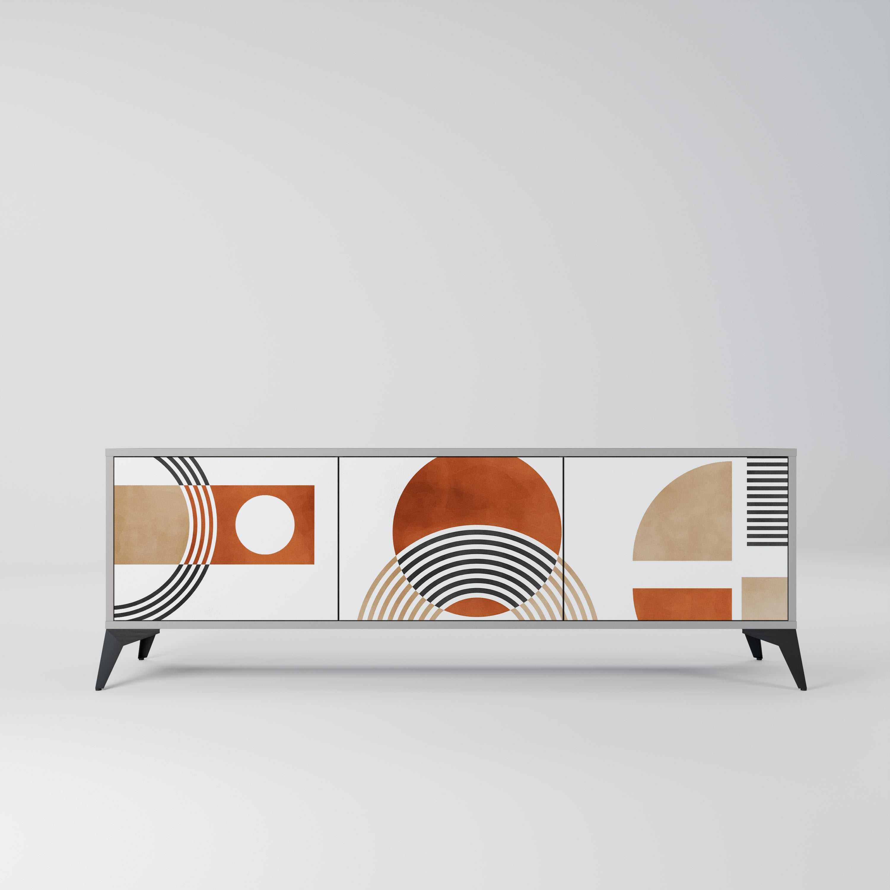 CIRCLE RHYTM 3-Door TV Stand in Grey Finish