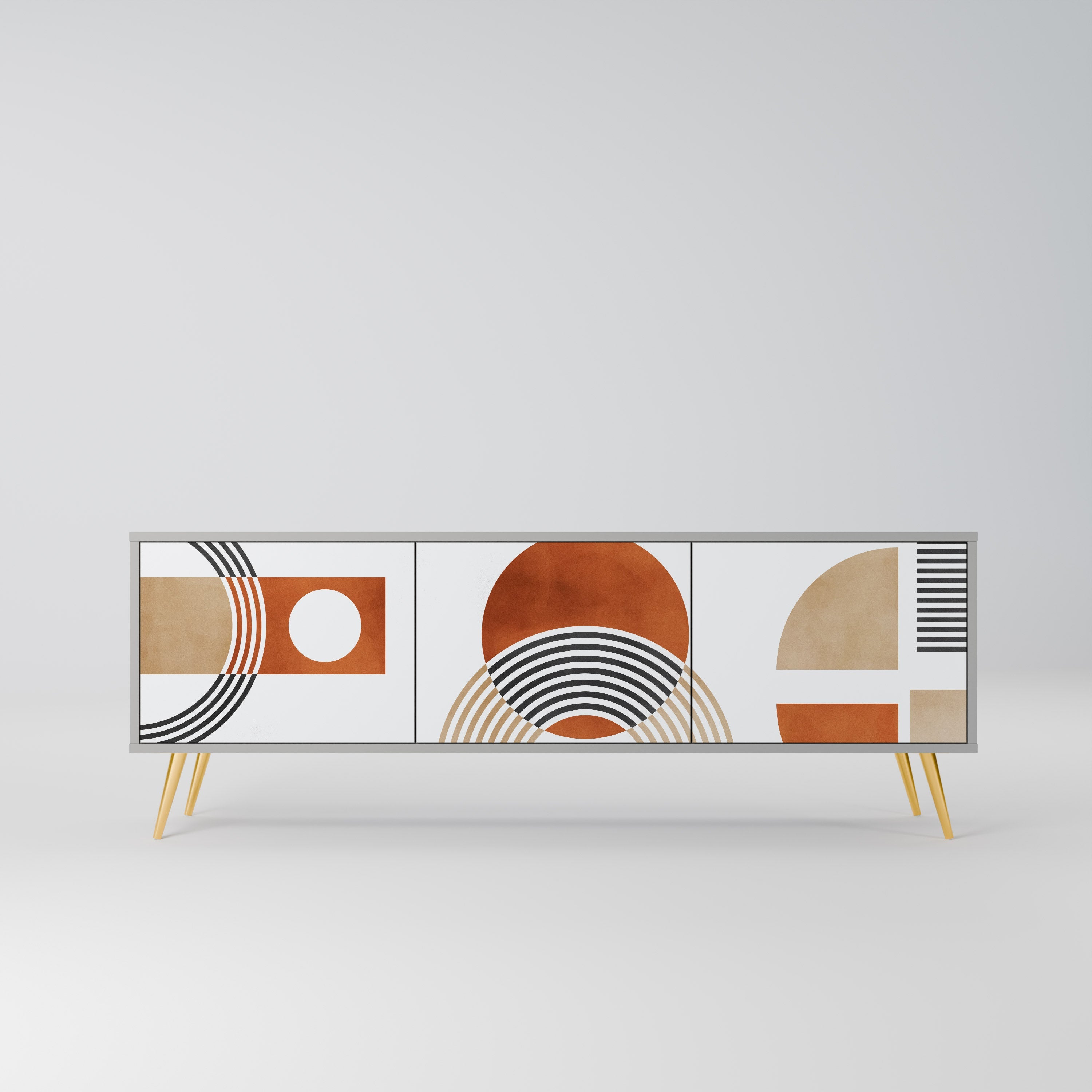 CIRCLE RHYTM 3-Door TV Stand in Grey Finish