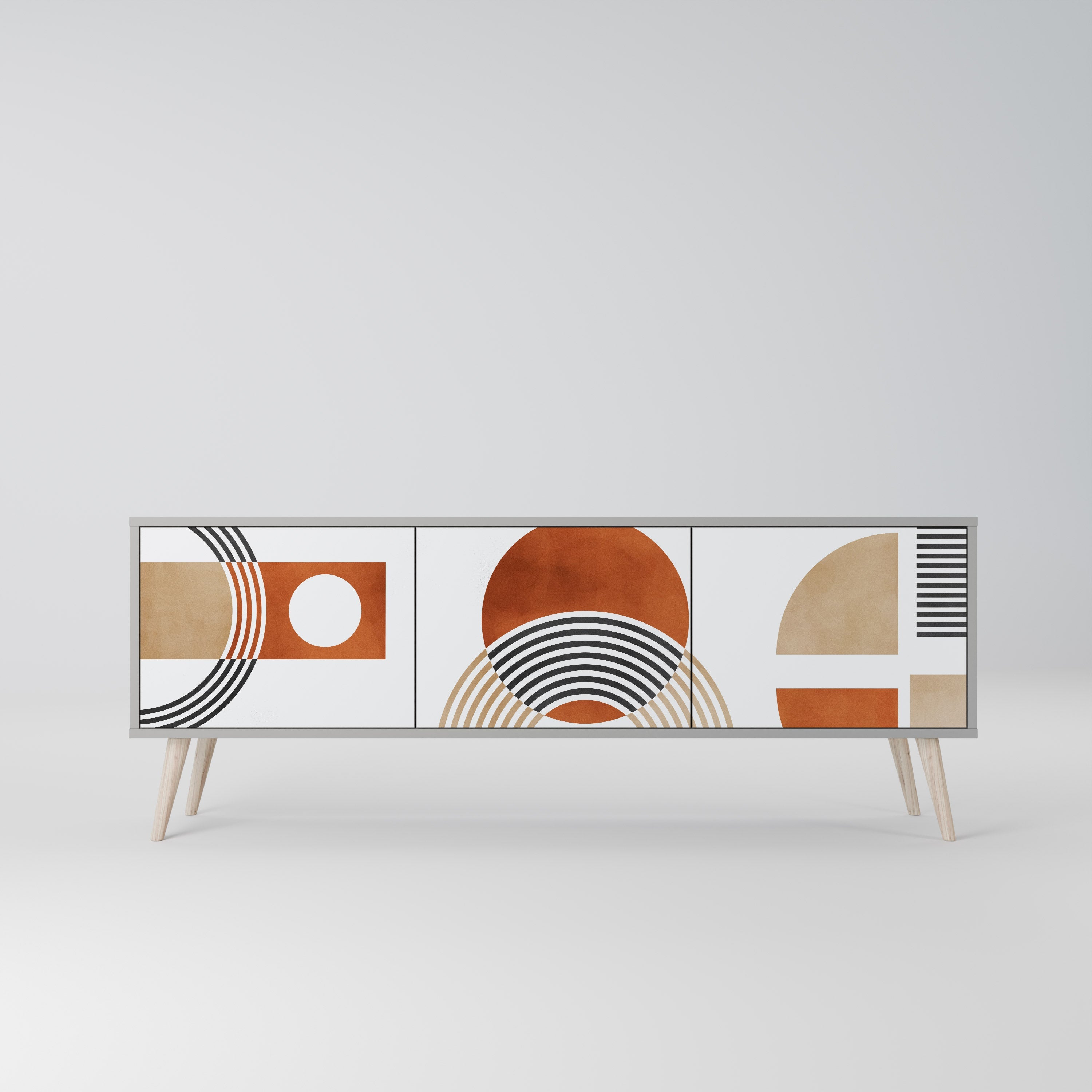 CIRCLE RHYTM 3-Door TV Stand in Grey Finish