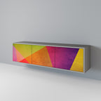 VIVID GEOMETRY TV-Lowboard mit 3 Türen in Grau