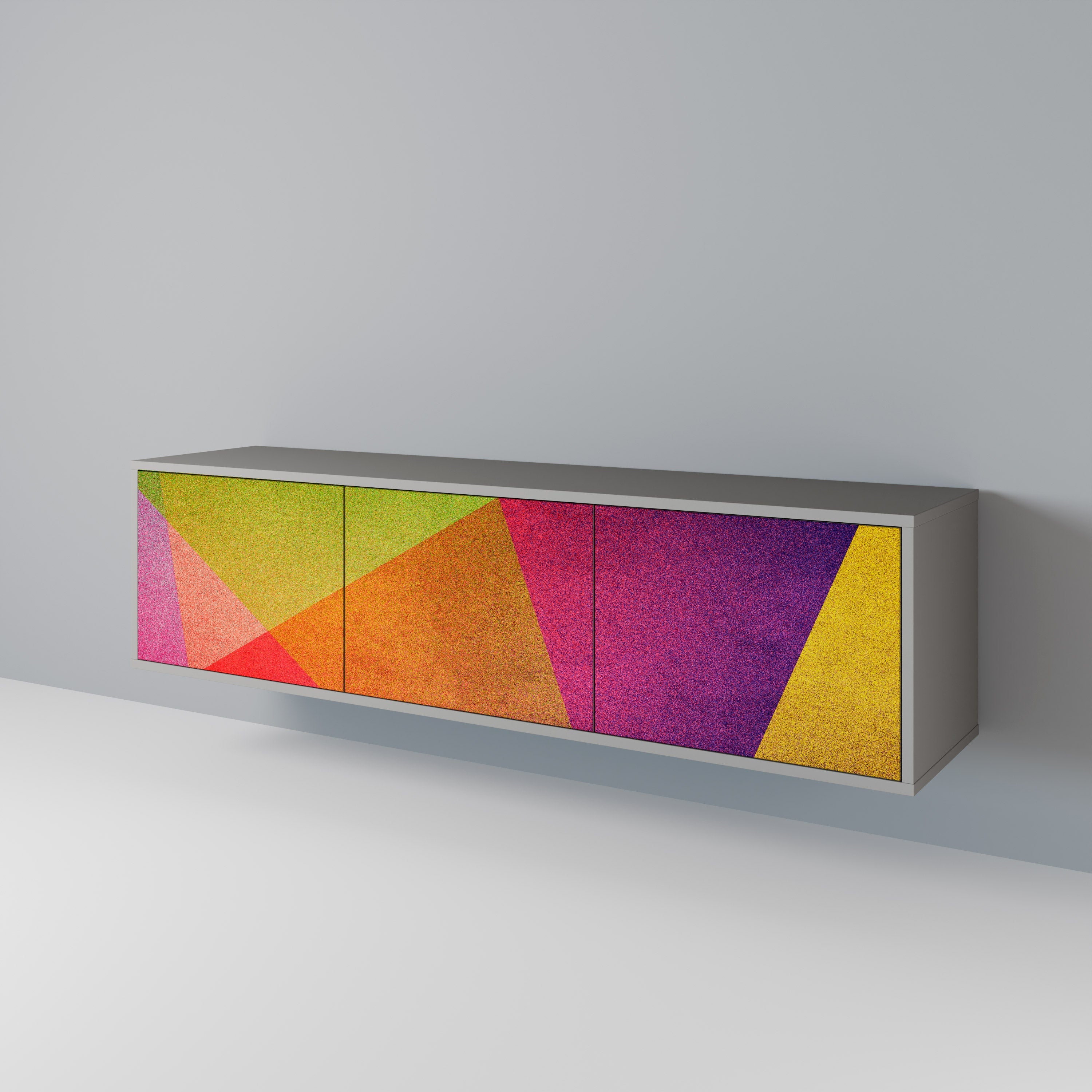 VIVID GEOMETRY TV-Lowboard mit 3 Türen in Grau