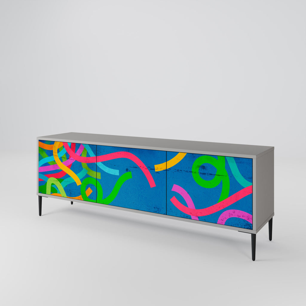 STREAMER TANGLE TV-Lowboard mit 3 Türen in Grau