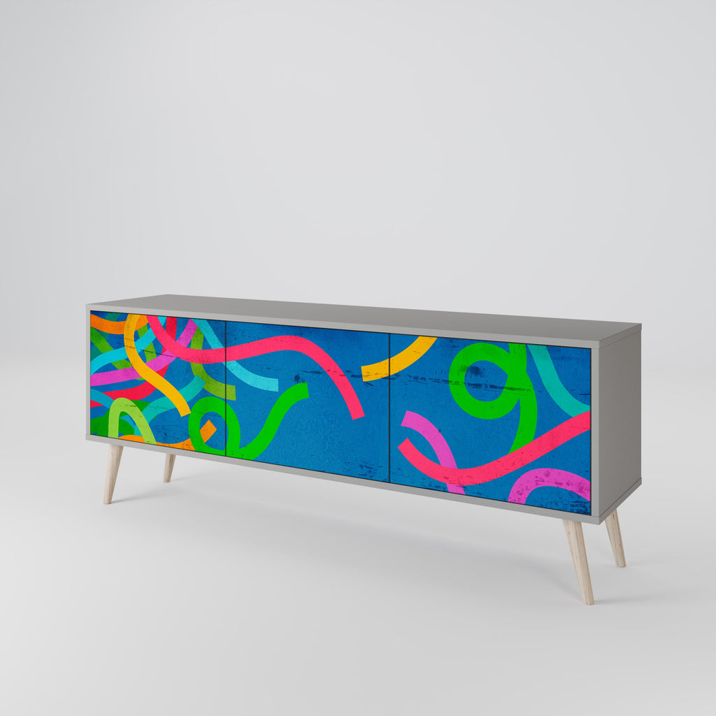 STREAMER TANGLE TV-Lowboard mit 3 Türen in Grau