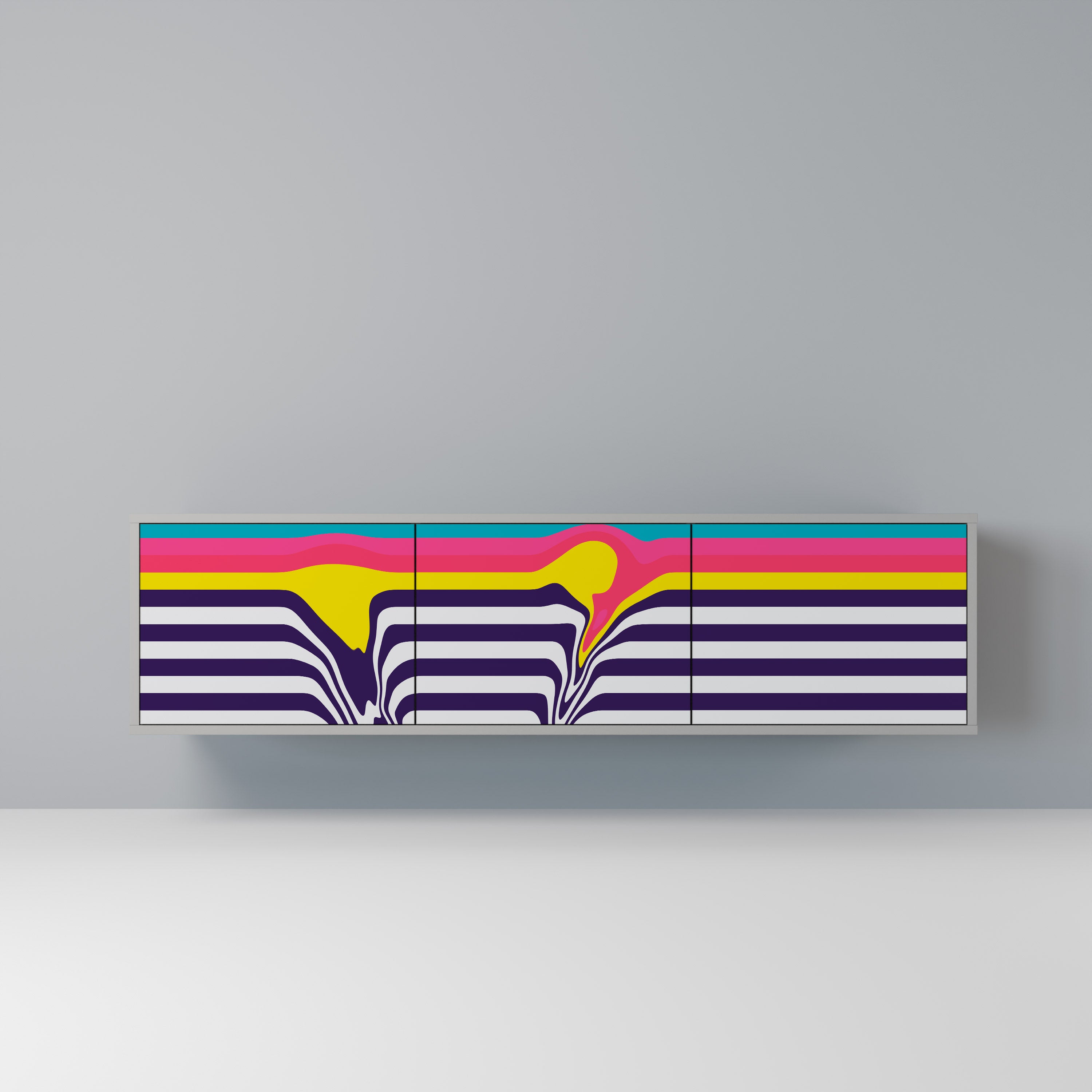 TONE COLLAPSE 3-Door TV Stand in Grey Finish