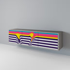 TONE COLLAPSE TV-Lowboard mit 3 Türen in Grau