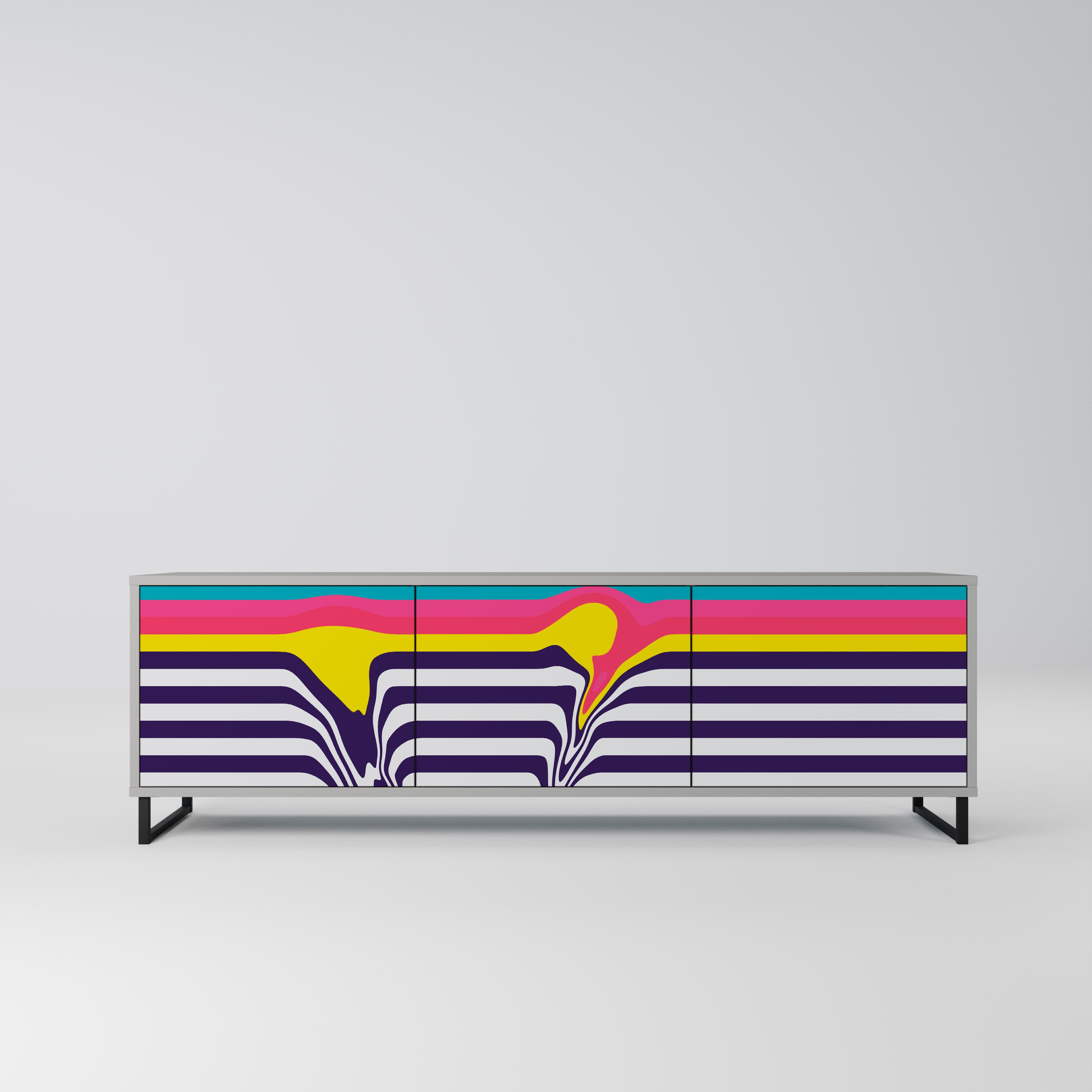 TONE COLLAPSE 3-Door TV Stand in Grey Finish