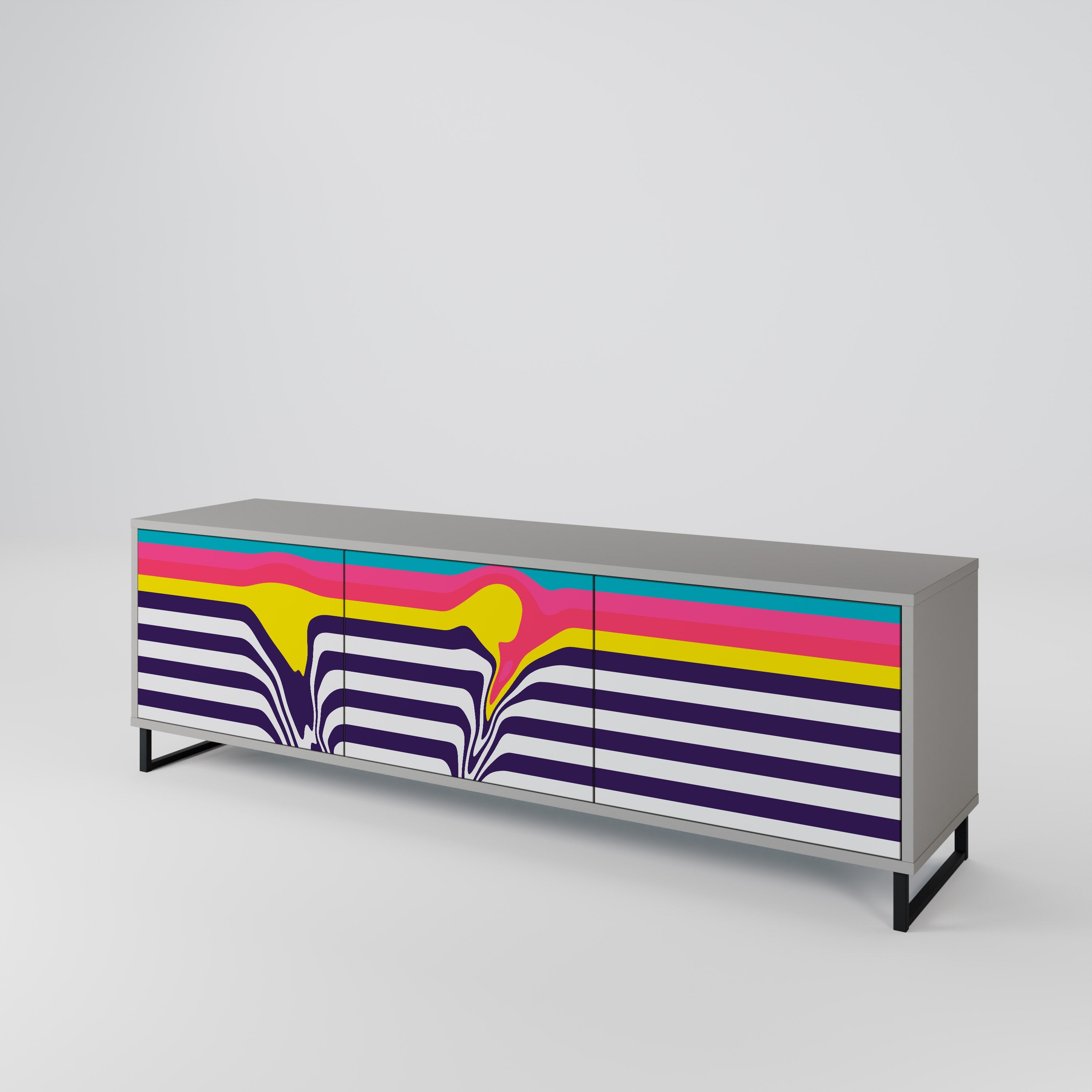 TONE COLLAPSE TV-Lowboard mit 3 Türen in Grau