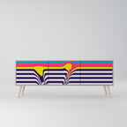 TONE COLLAPSE TV-Lowboard mit 3 Türen in Grau