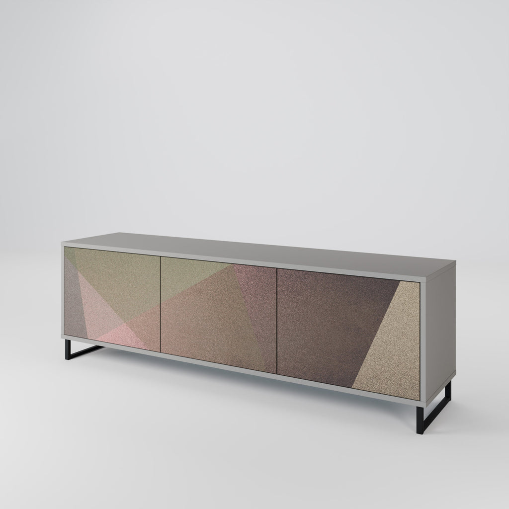 BEIGE GEOMETRY TV-Lowboard mit 3 Türen in Grau