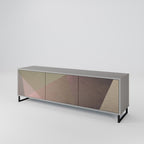 BEIGE GEOMETRY TV-Lowboard mit 3 Türen in Grau