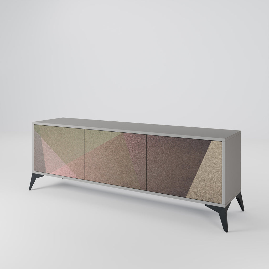 BEIGE GEOMETRY TV-Lowboard mit 3 Türen in Grau