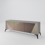 BEIGE GEOMETRY TV-Lowboard mit 3 Türen in Grau