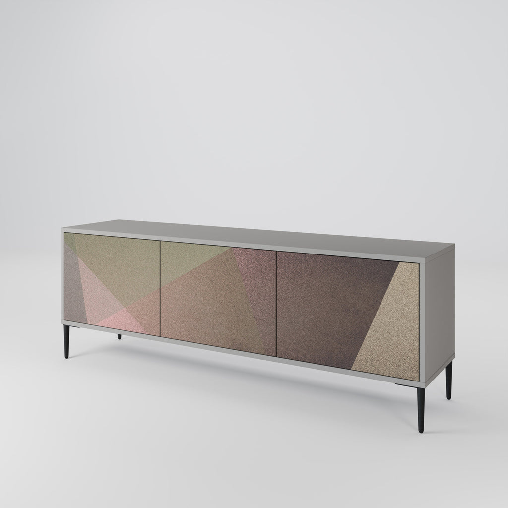 BEIGE GEOMETRY TV-Lowboard mit 3 Türen in Grau