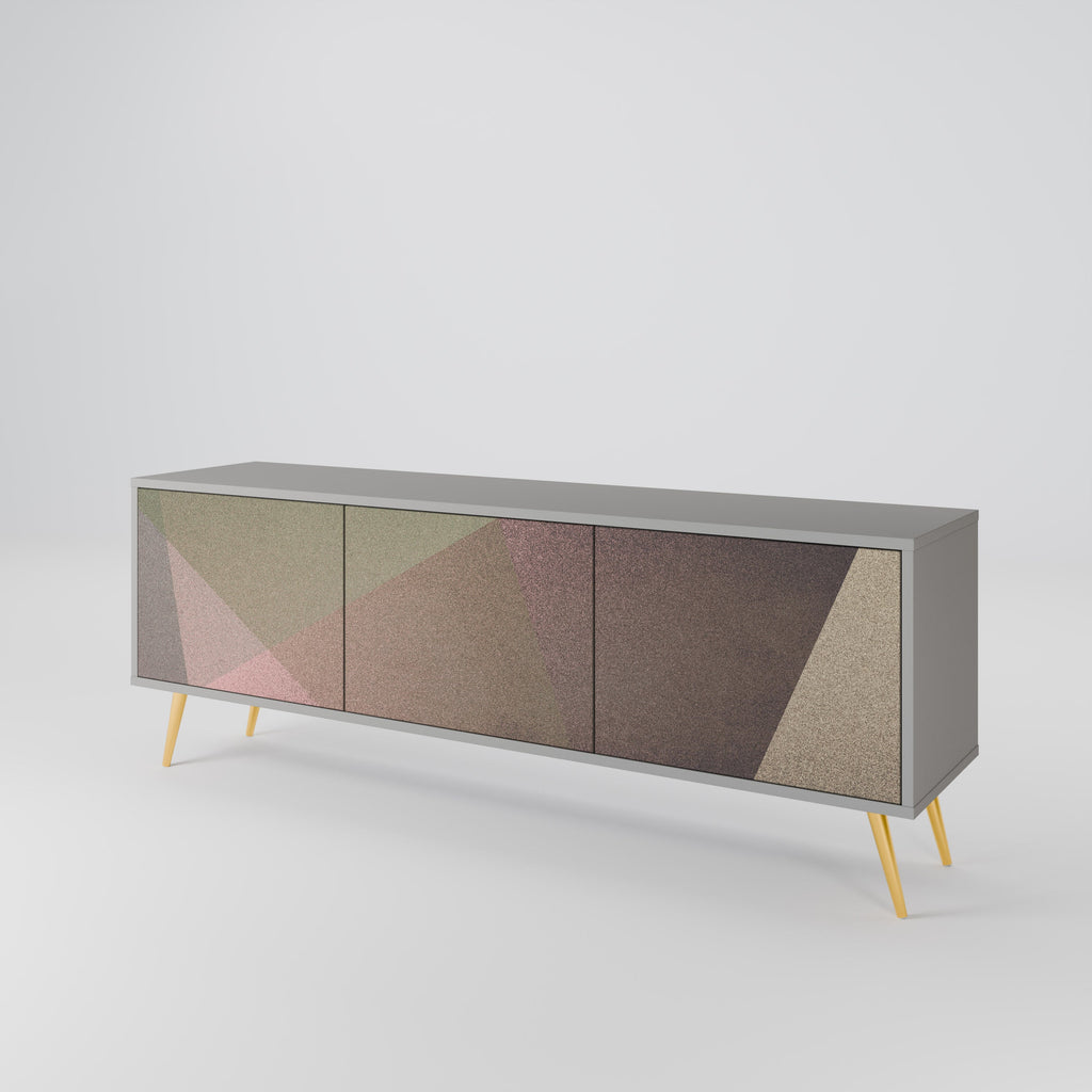 BEIGE GEOMETRY TV-Lowboard mit 3 Türen in Grau