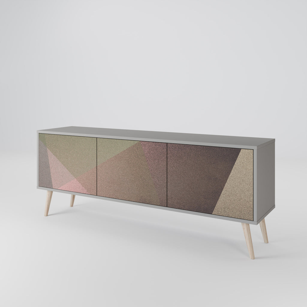 BEIGE GEOMETRY TV-Lowboard mit 3 Türen in Grau