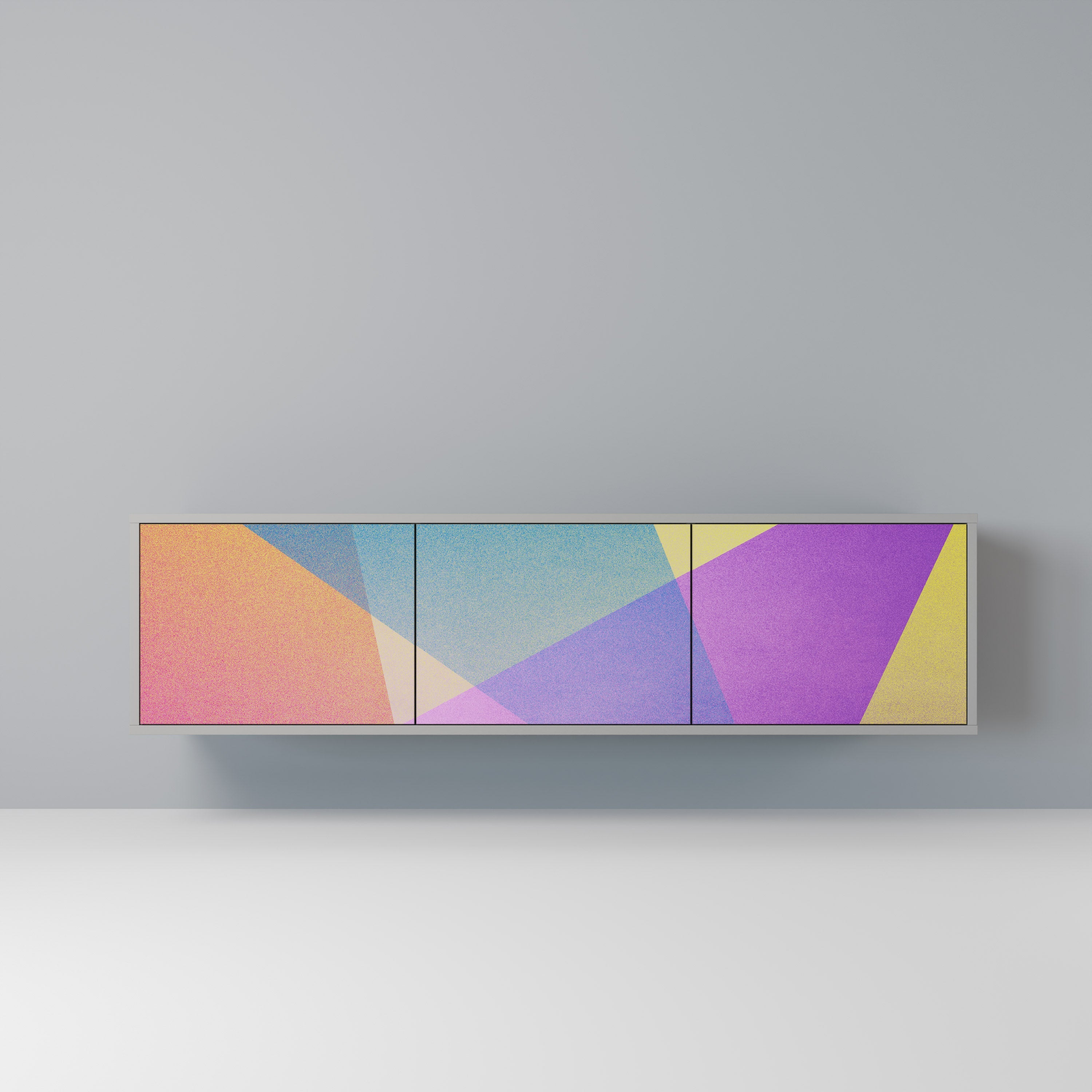 BRIGHT GEOMETRY 3-Door TV Stand in Grey Finish