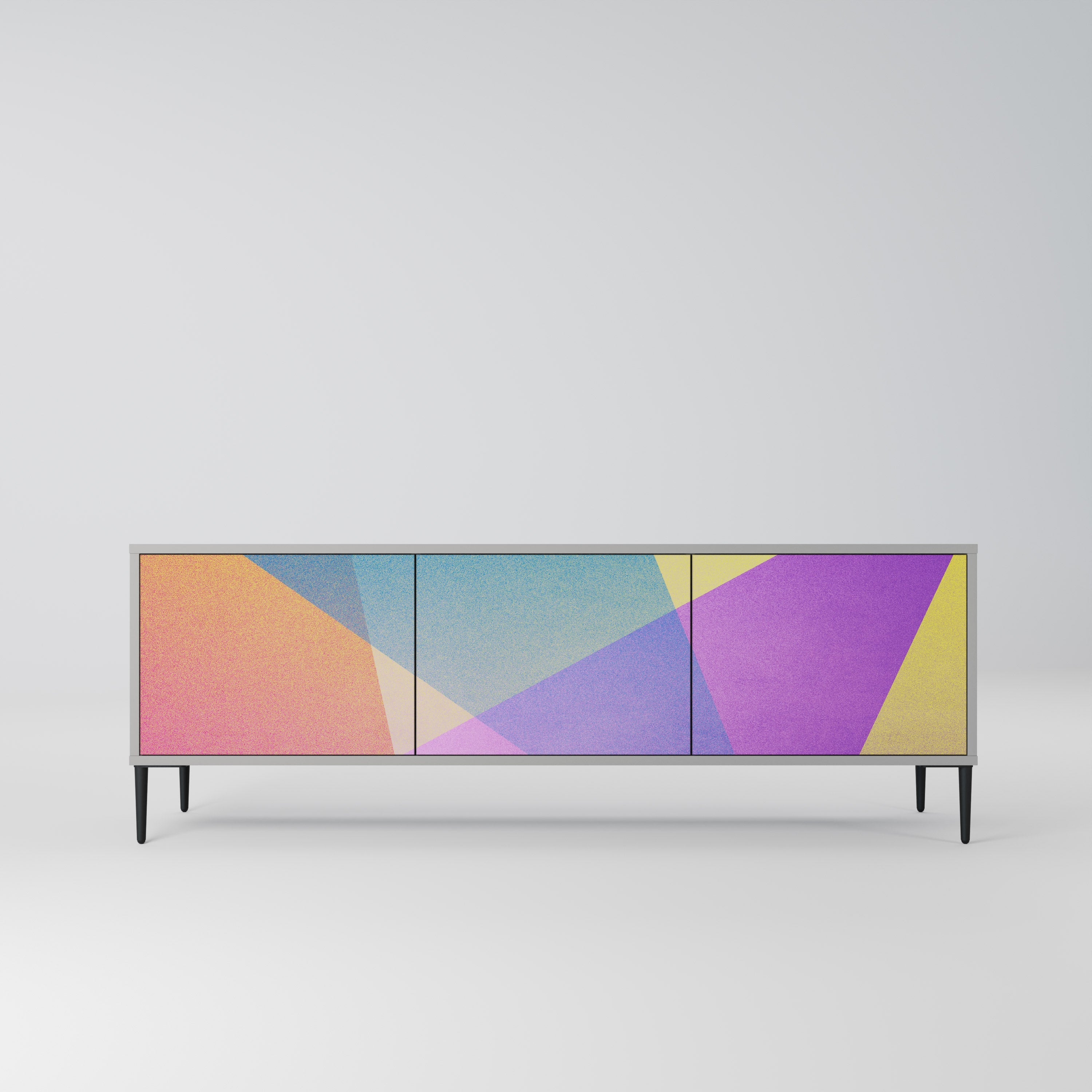 BRIGHT GEOMETRY 3-Door TV Stand in Grey Finish