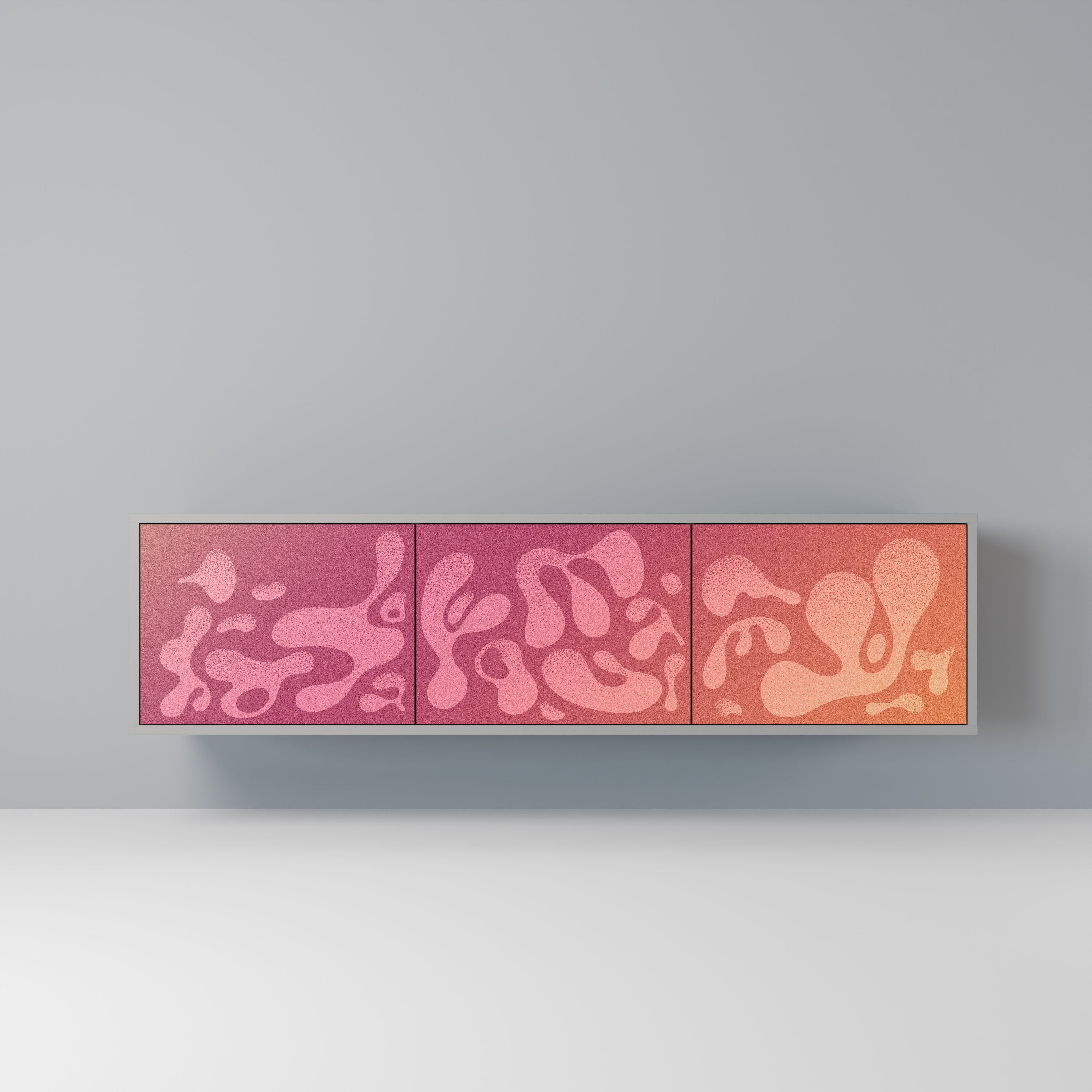 IRREGULAR PINK 3-Door TV Stand in Grey Finish