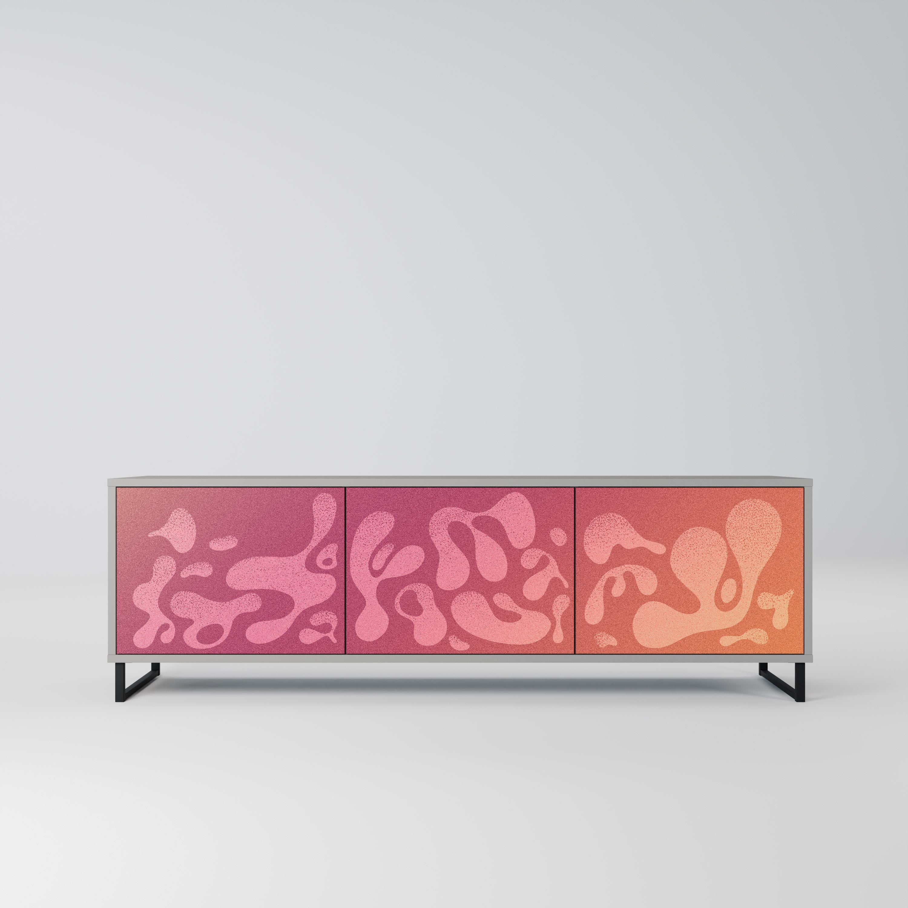 IRREGULAR PINK 3-Door TV Stand in Grey Finish