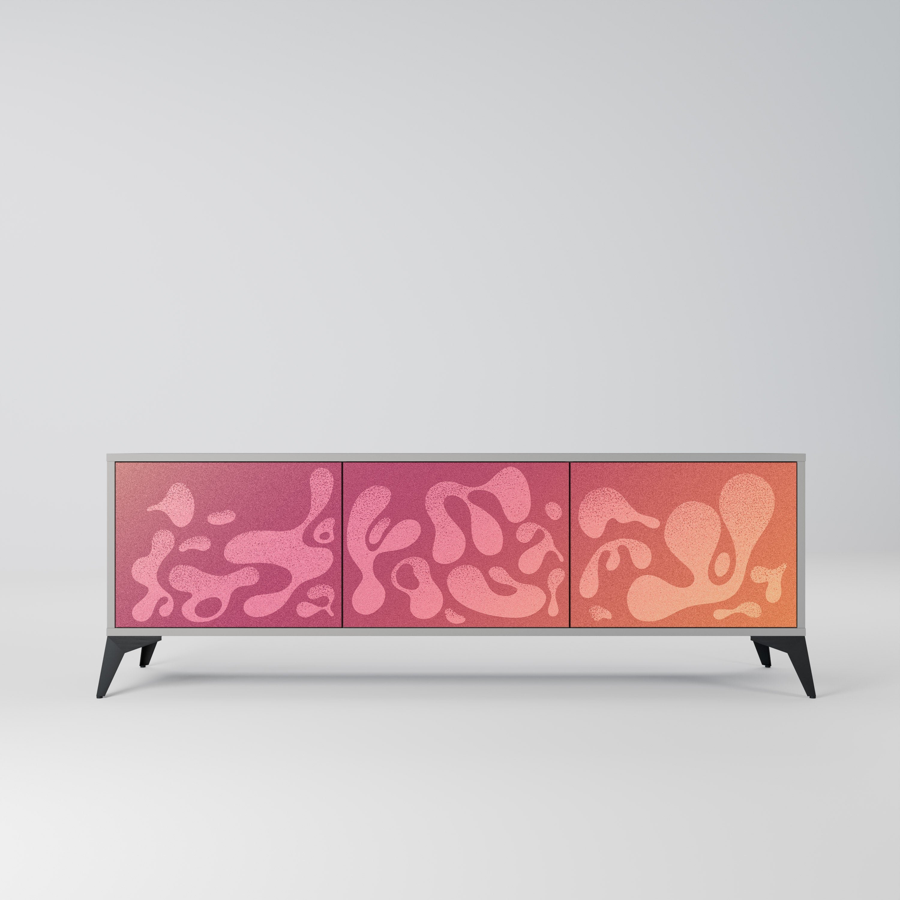 IRREGULAR PINK 3-Door TV Stand in Grey Finish