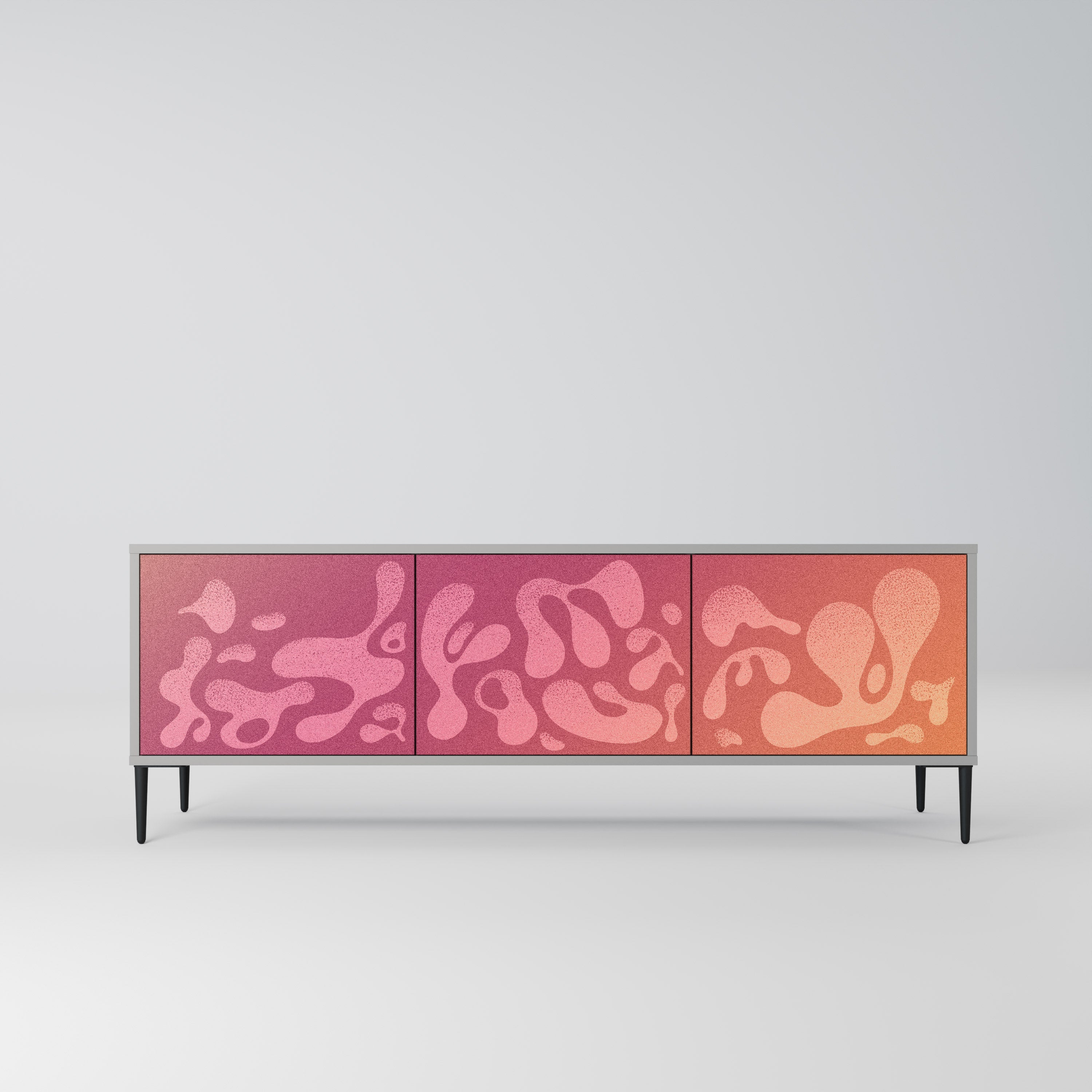 IRREGULAR PINK 3-Door TV Stand in Grey Finish