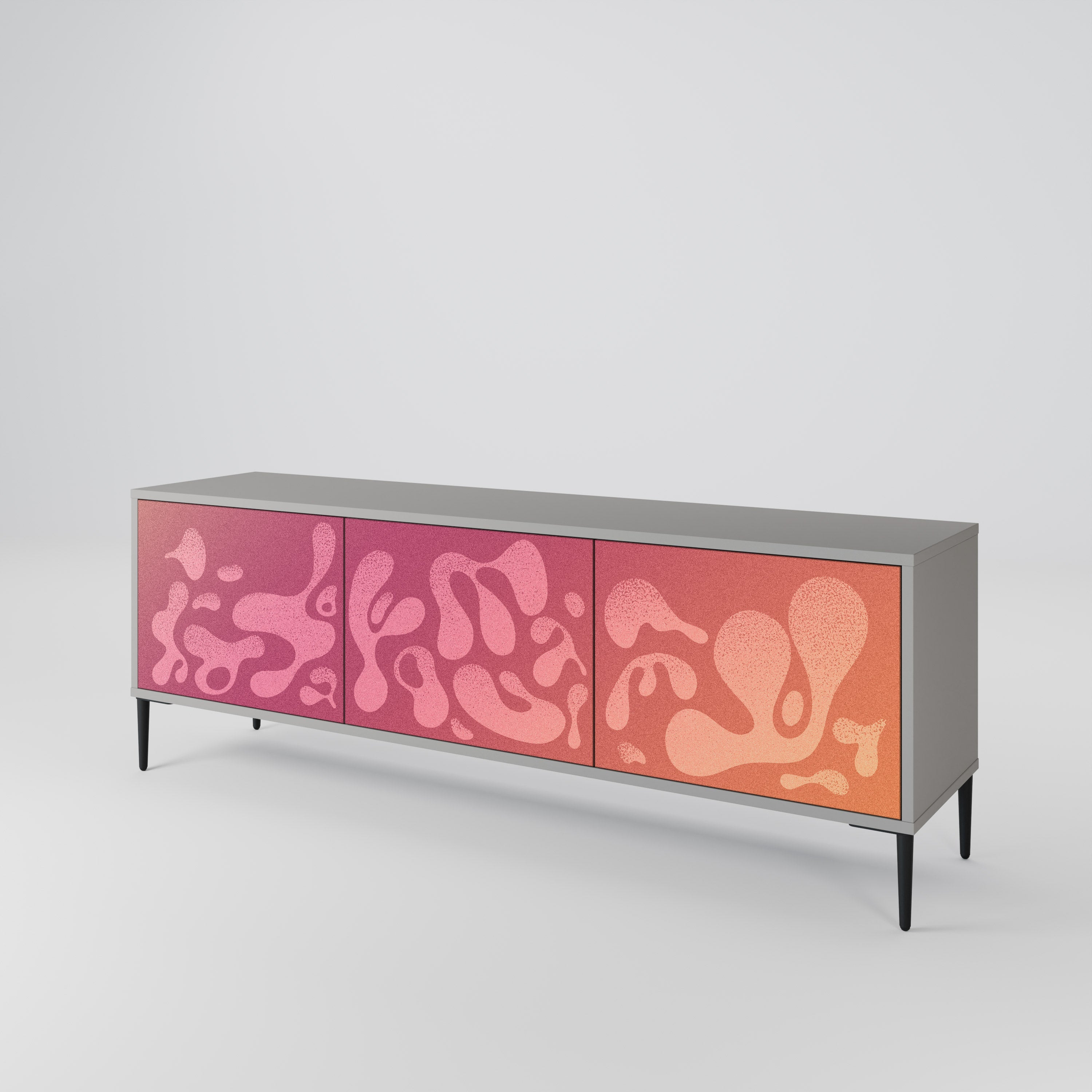 IRREGULAR PINK 3-Door TV Stand in Grey Finish