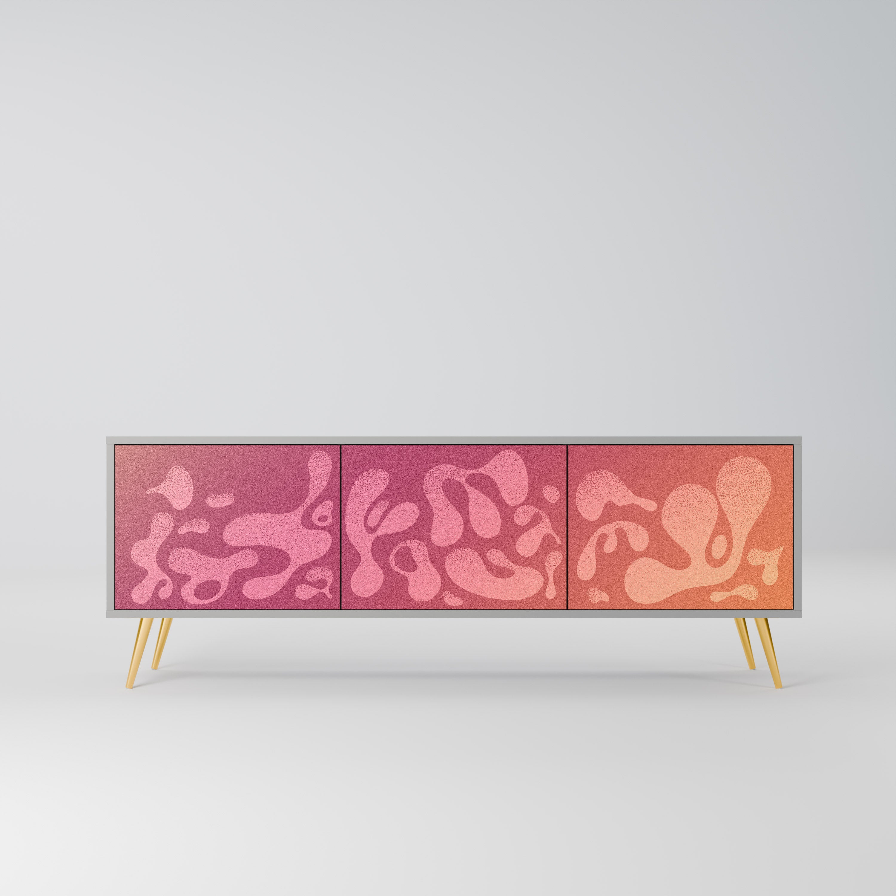 IRREGULAR PINK 3-Door TV Stand in Grey Finish