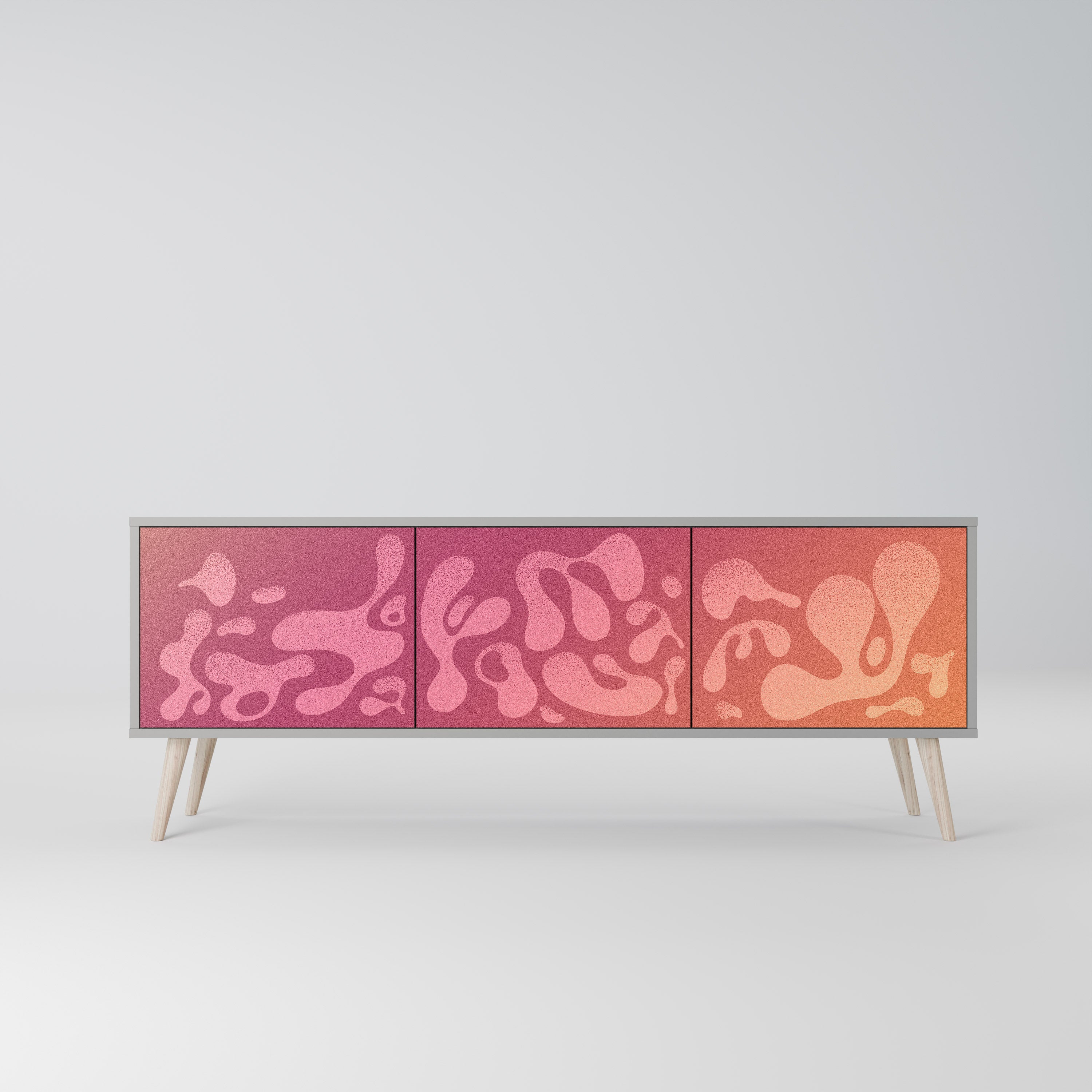 IRREGULAR PINK 3-Door TV Stand in Grey Finish