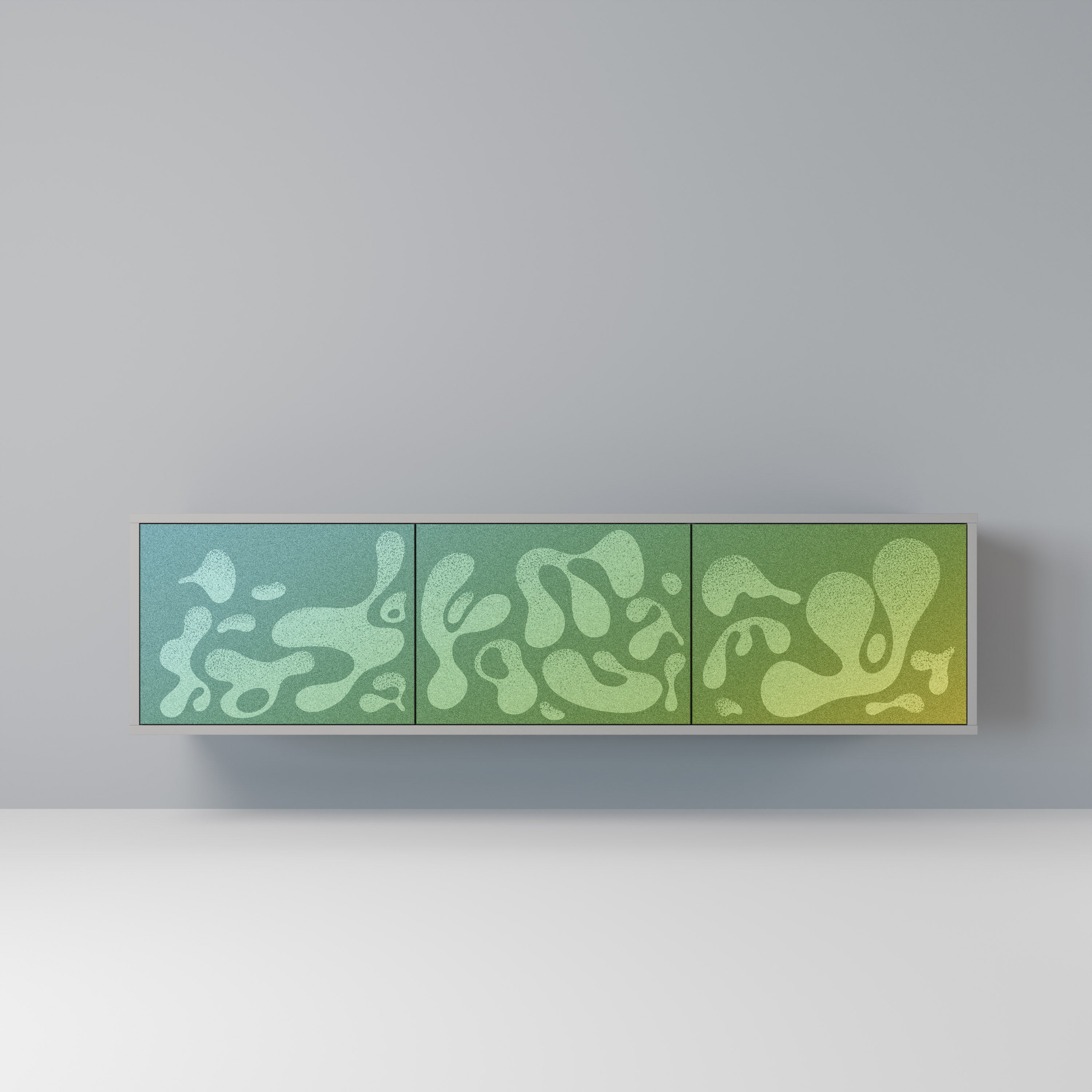 IRREGULAR BLUE 3-Door TV Stand in Grey Finish