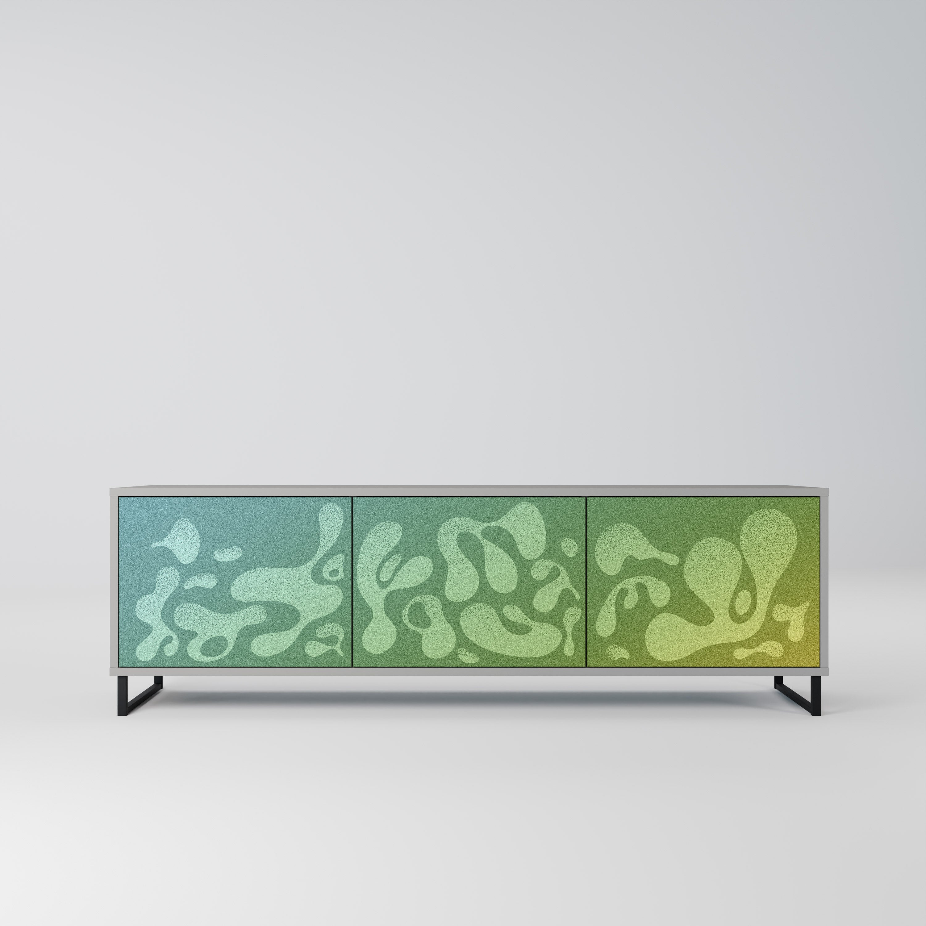 IRREGULAR BLUE 3-Door TV Stand in Grey Finish