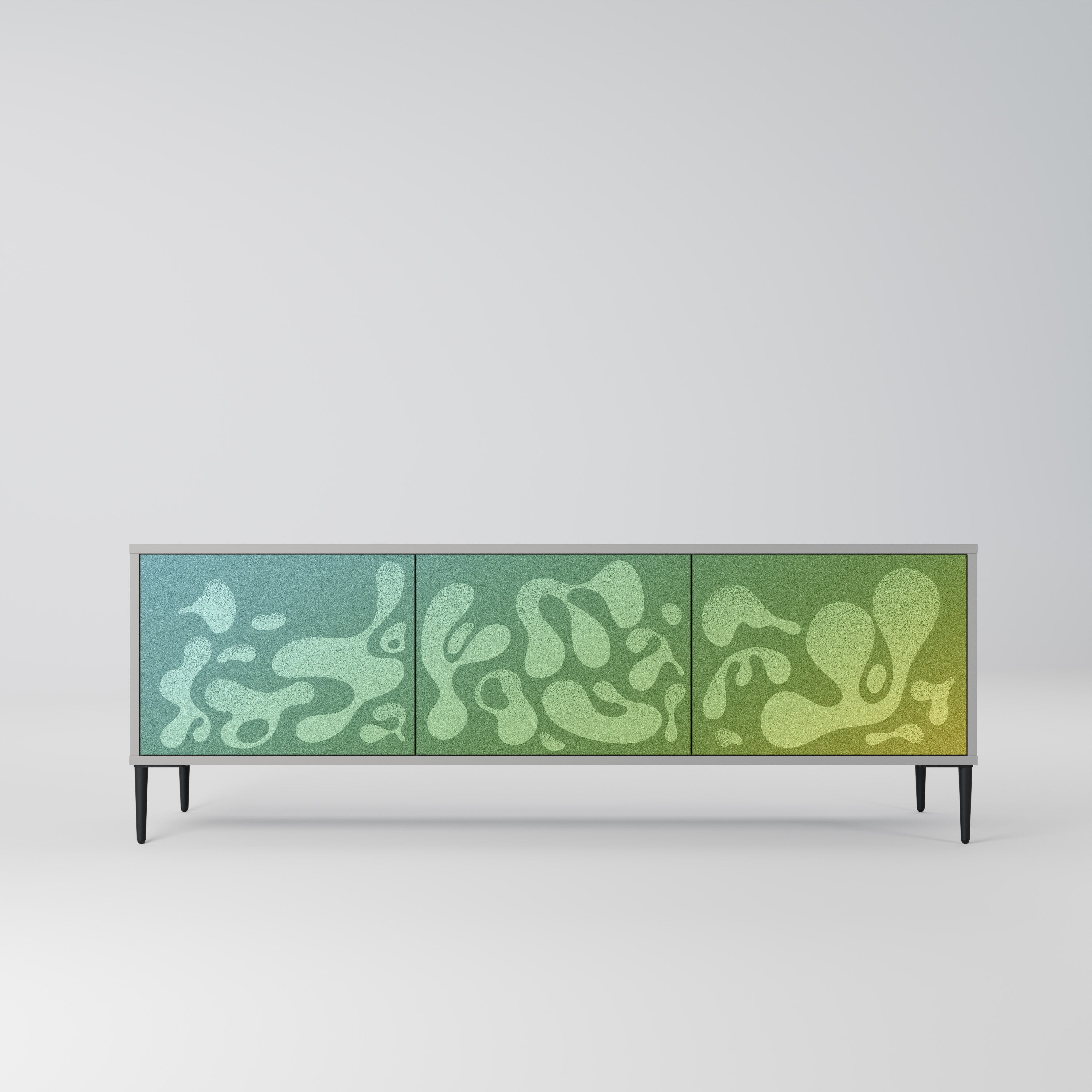 IRREGULAR BLUE 3-Door TV Stand in Grey Finish